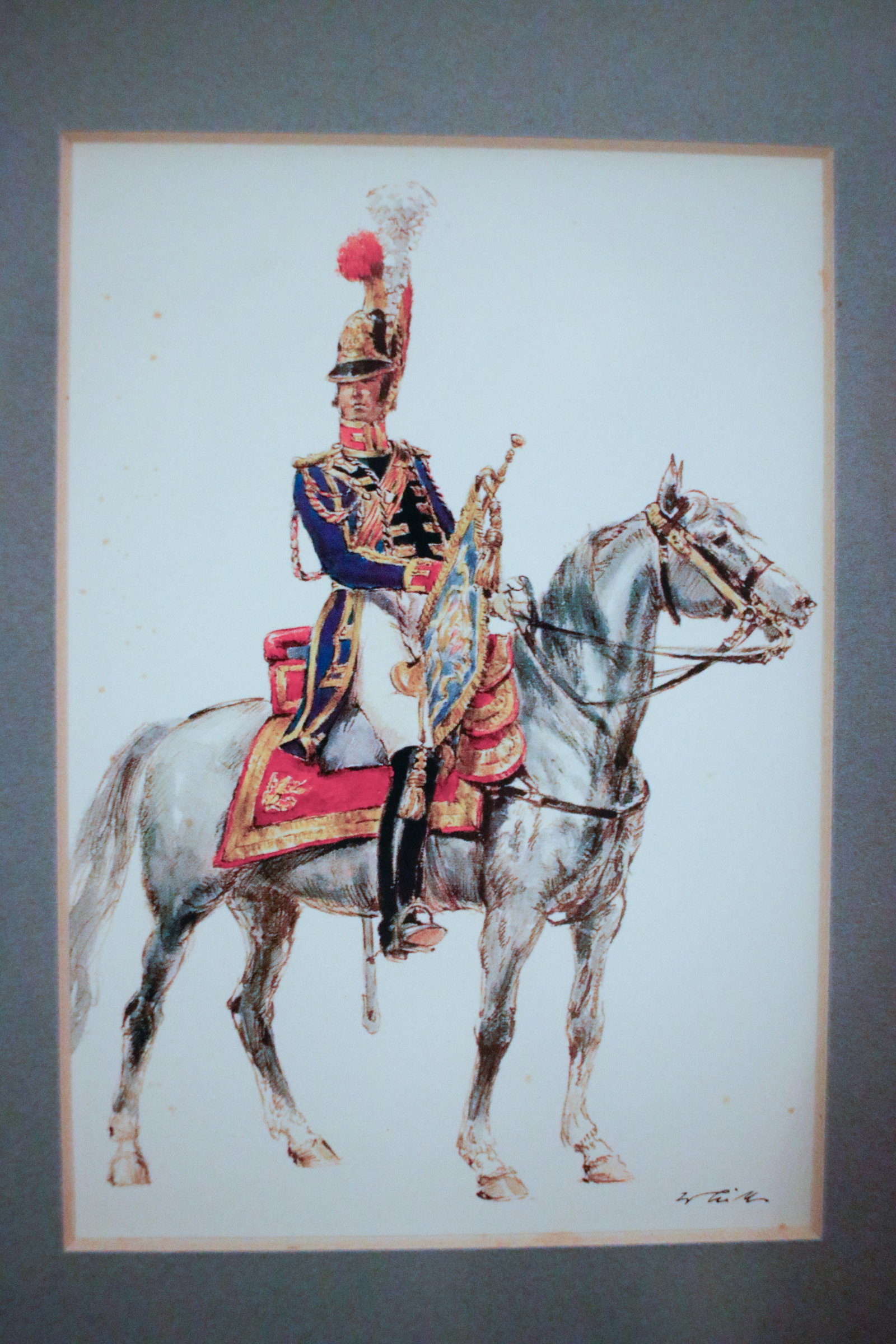 Set of Nine Framed Vintage Wolfgang Tritt Lithographs Depicting 18th C. Military Uniforms - 9