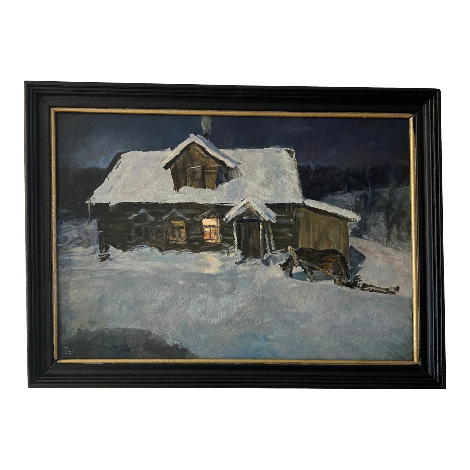 20th Century Eurooean School Oil on Canvason Board by V.Rozhkov Artist Titled Night Is Coming Made i: Oil on canvas on board by artist titled Night is coming made in 1994 by V.Rozhkov signed and framed Condition: Alterations: Restored Imperfections: Some Imperfections Condition Notes: Great as new fra