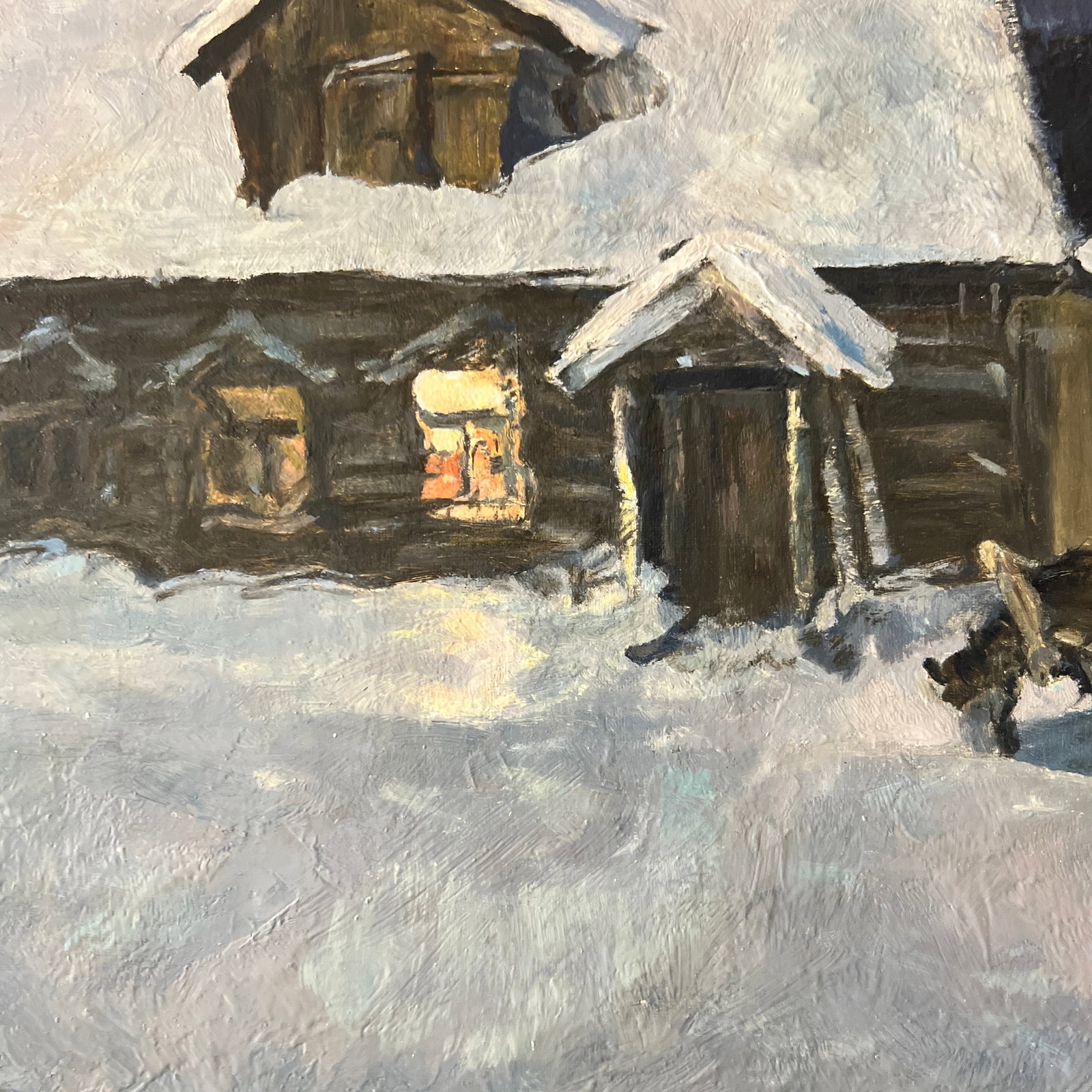 20th Century Eurooean School Oil on Canvason Board by V.Rozhkov Artist Titled Night Is Coming Made i - 7