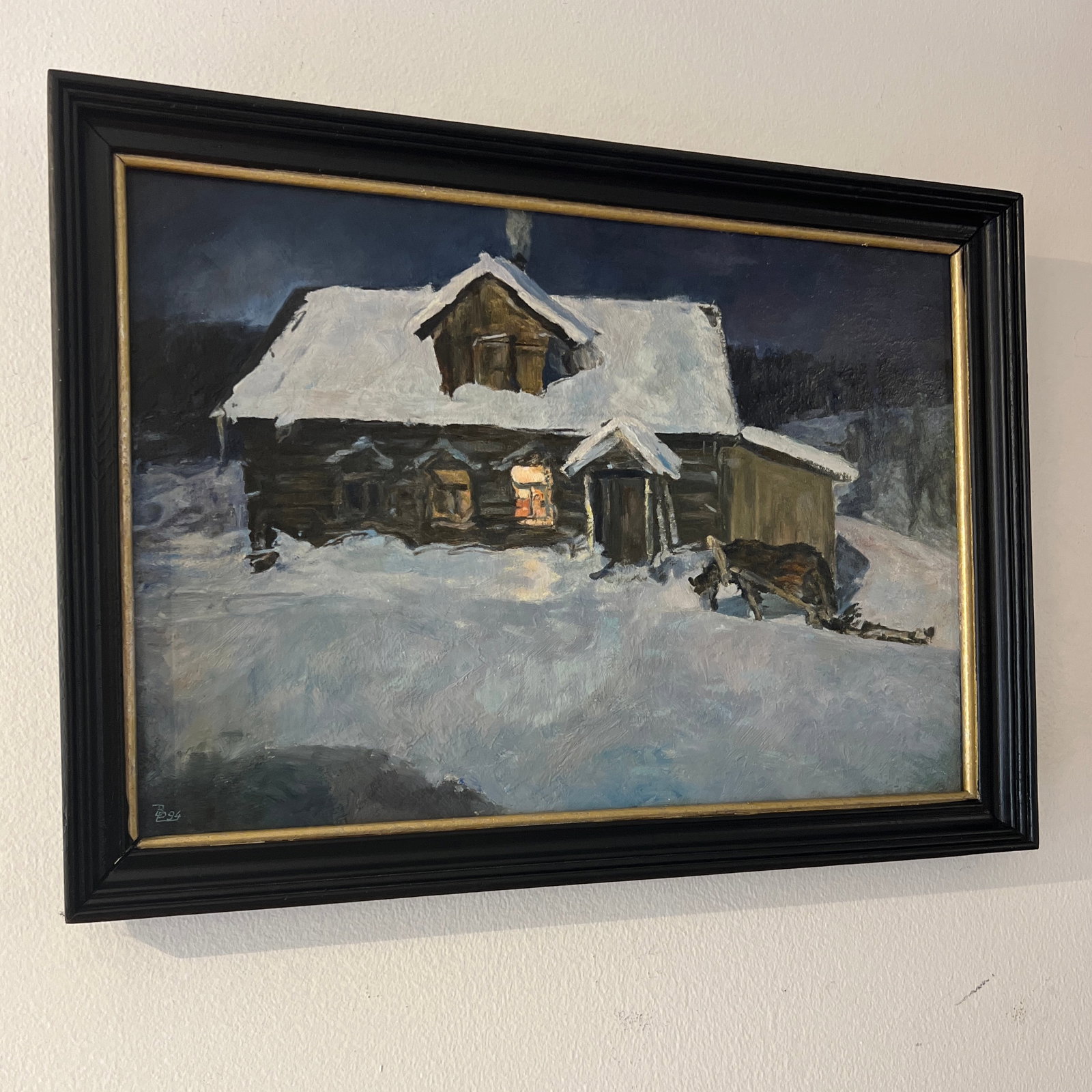 20th Century Eurooean School Oil on Canvason Board by V.Rozhkov Artist Titled Night Is Coming Made i - 8