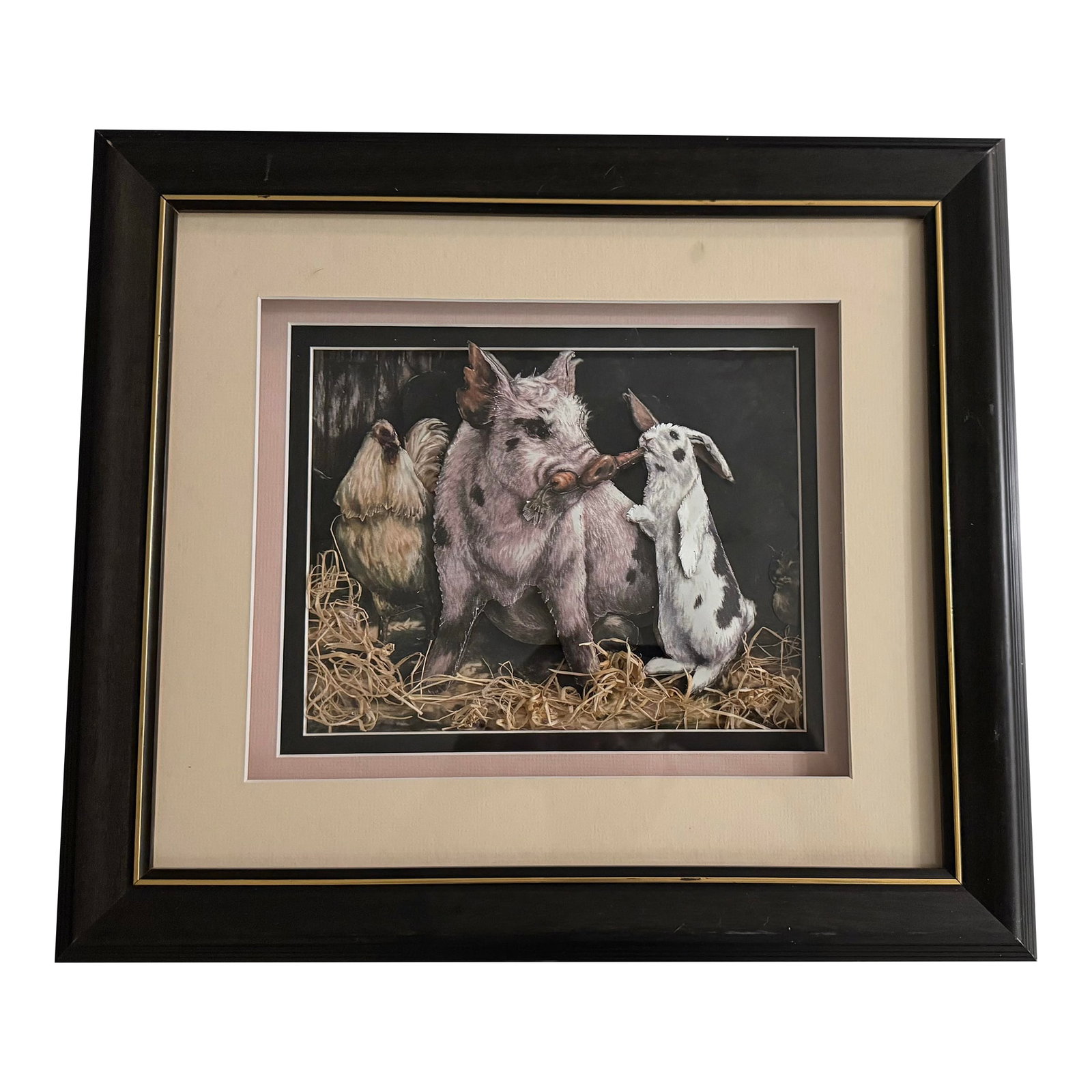 1980s Pig Rabbits and Carrots Pop Up Mid-Century Bogart Hand Painted (1 of 6)