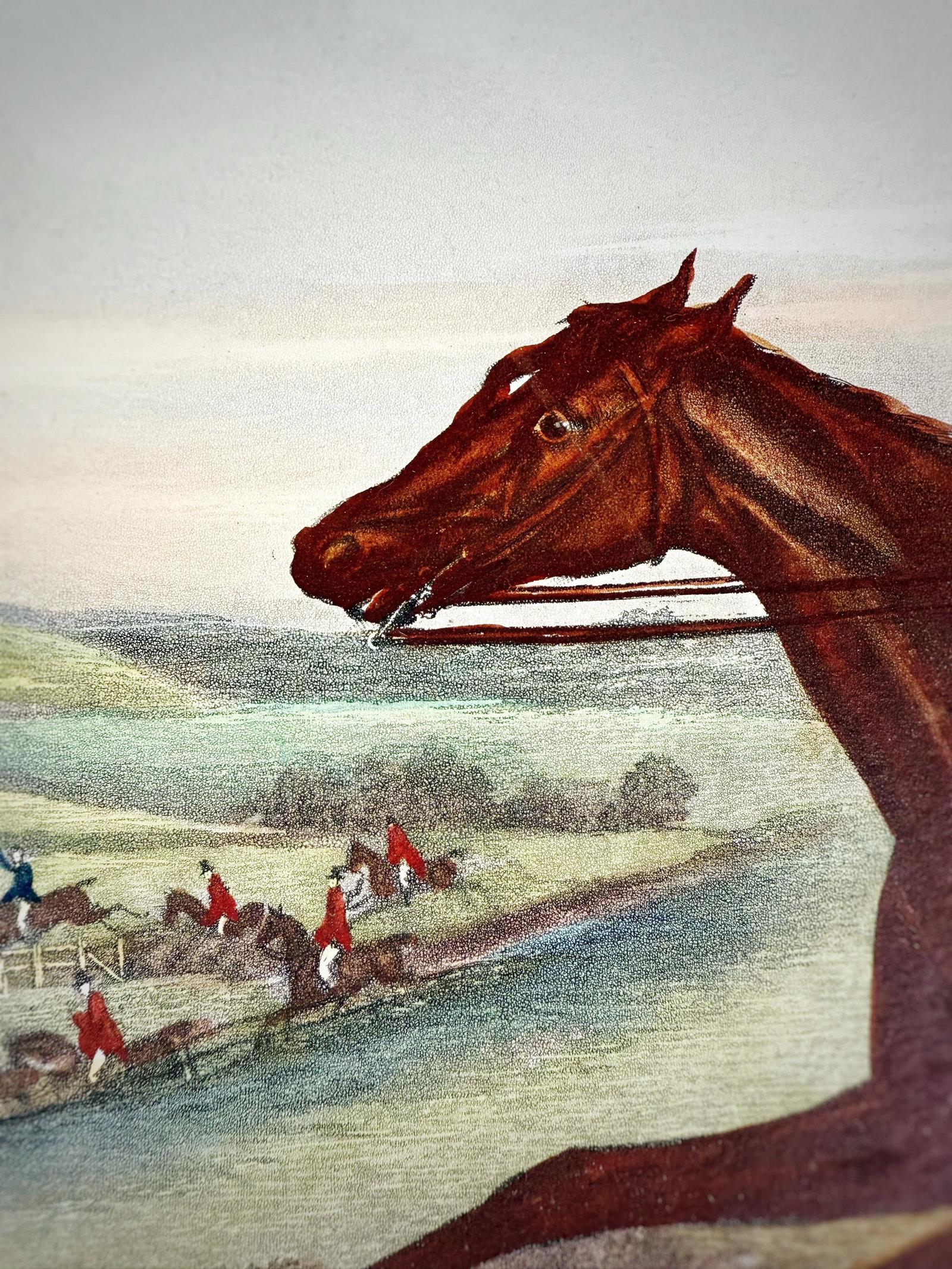 1883 g.p. McQueen English Fox Hunting "Full Cry" Hand Colored c.r. Stock Engraving Artwork - 2