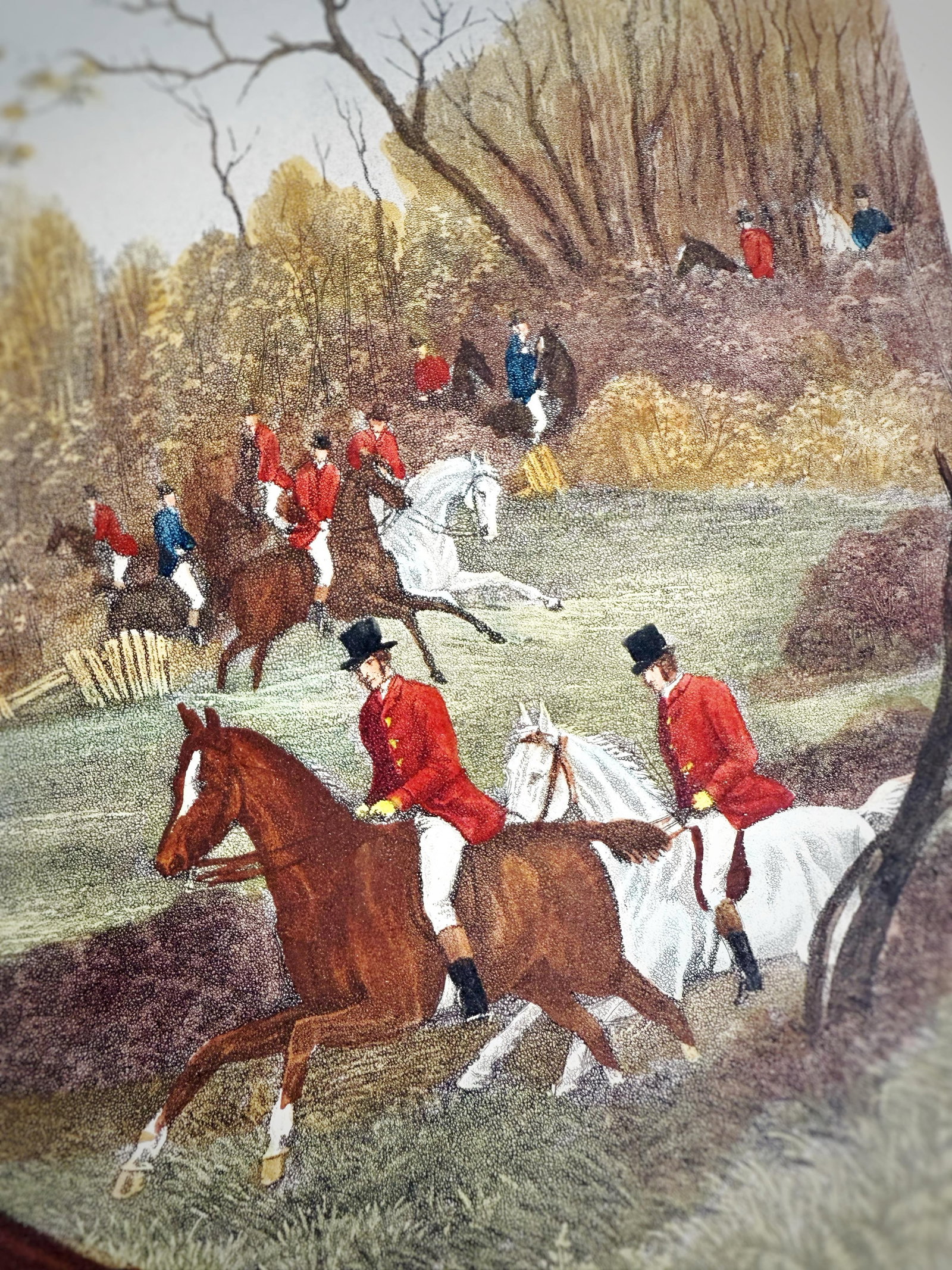 1883 g.p. McQueen English Fox Hunting "Full Cry" Hand Colored c.r. Stock Engraving Artwork - 5