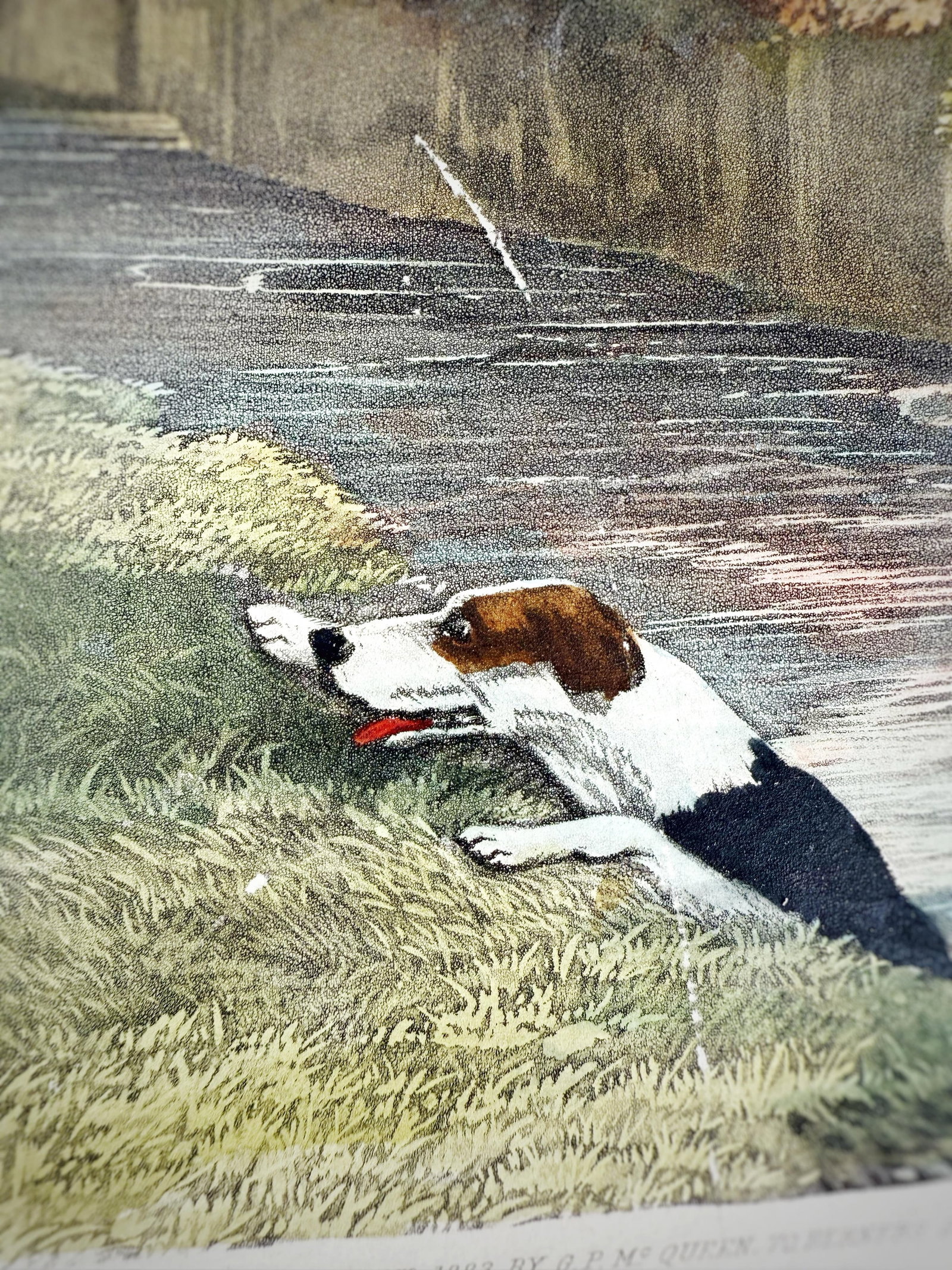 1883 g.p. McQueen English Fox Hunting "Full Cry" Hand Colored c.r. Stock Engraving Artwork - 6