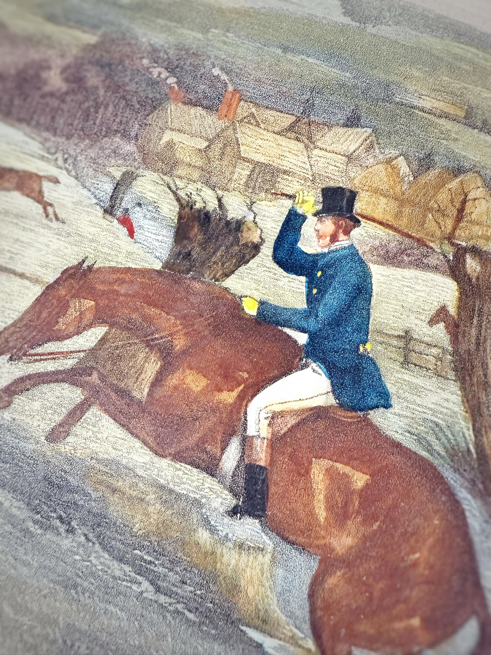 1883 g.p. McQueen English Fox Hunting "Full Cry" Hand Colored c.r. Stock Engraving Artwork - 8