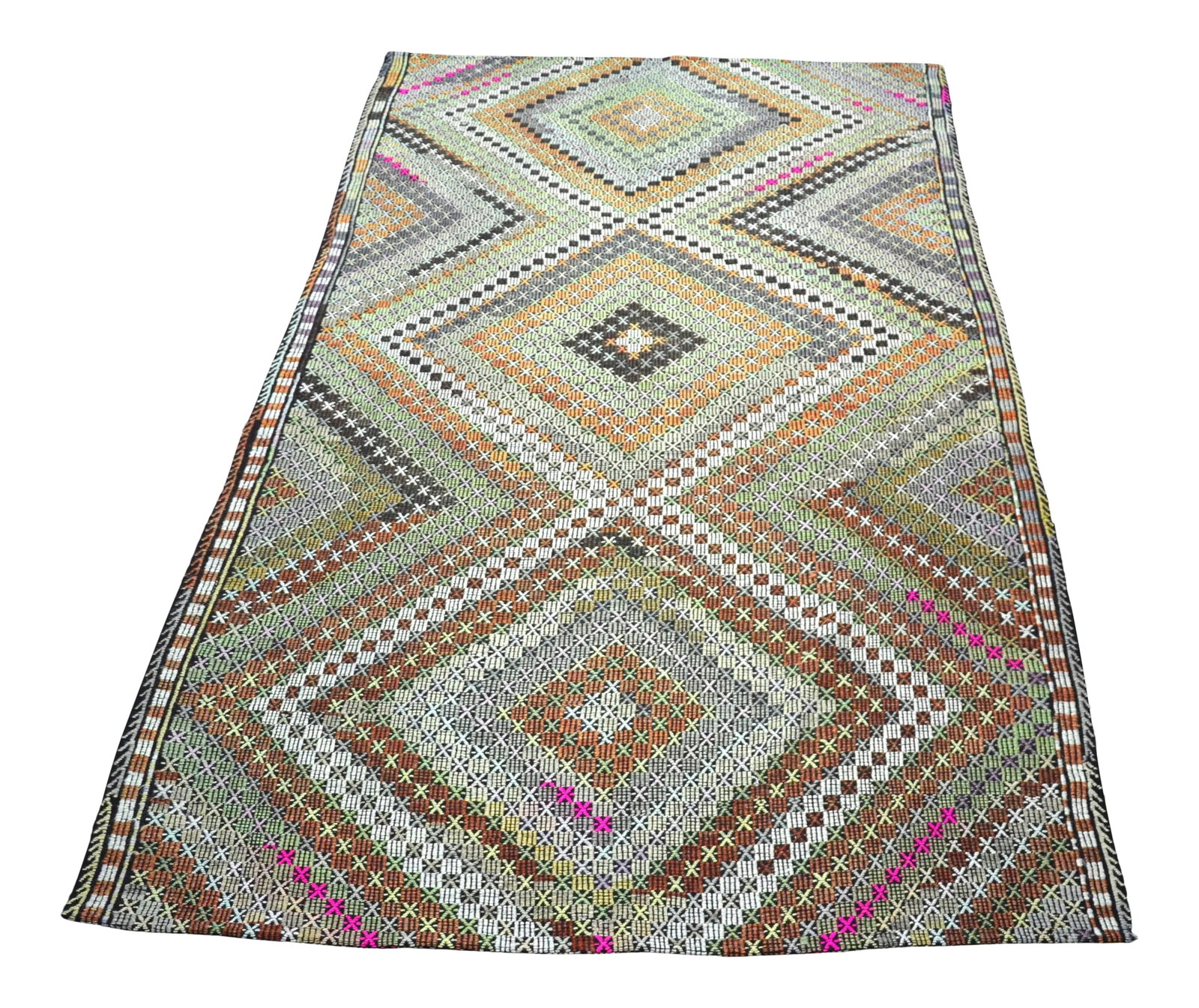Vintage Turkish Anatolian Kilim Rug: 1960s Turkish Anatolian Handmade Kilim rug in Turkish Tribal Decorative Kilim, Vintage Kilim, Turkish Vintage Anatolian Kilim, Handwoven Wool Kilim . One Of Kind Vintage Kilim with perfect design and 