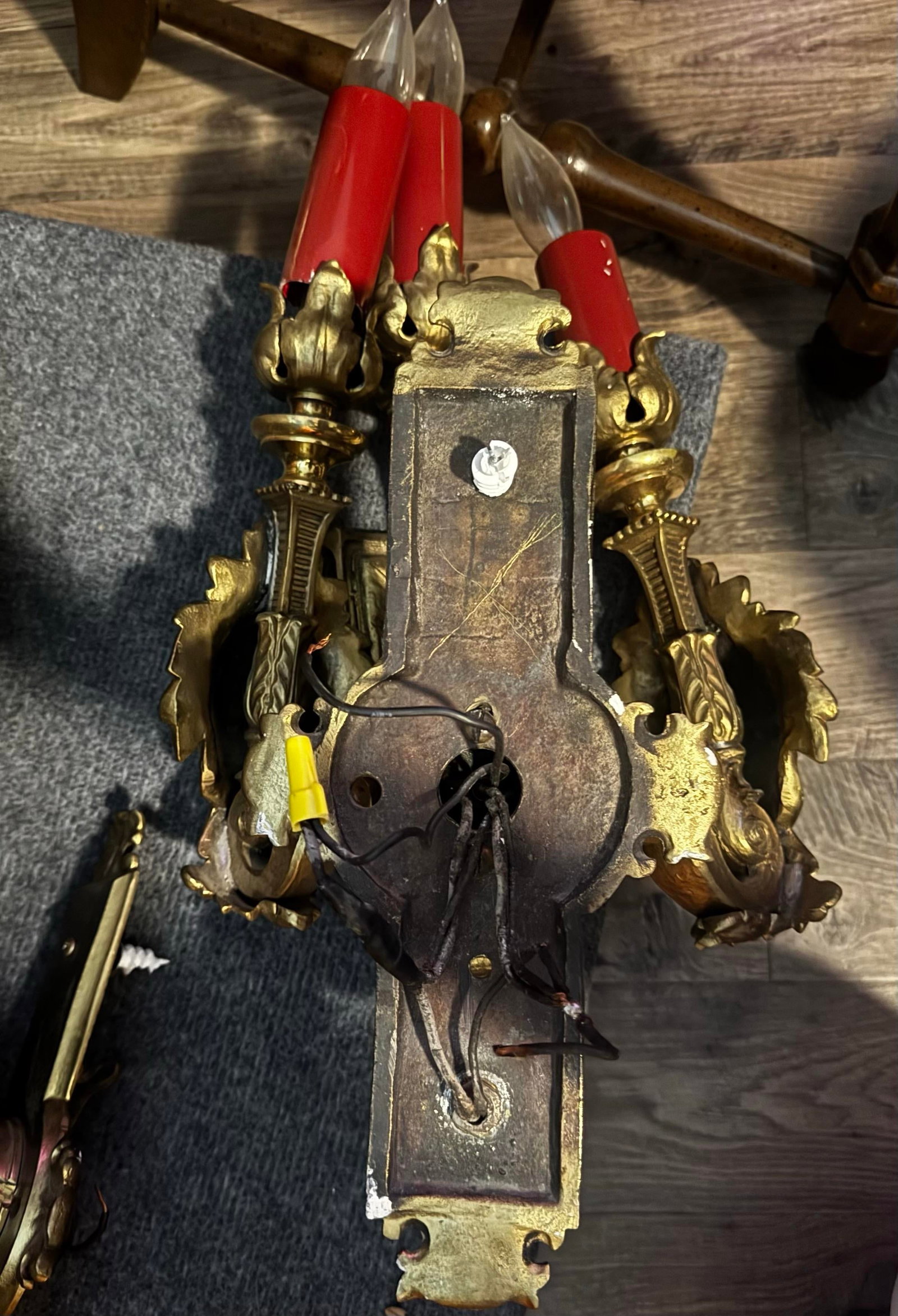 Antique French Baroque Revival Gilt Figural Wall Sconces, Pair, C. 1900 - 2