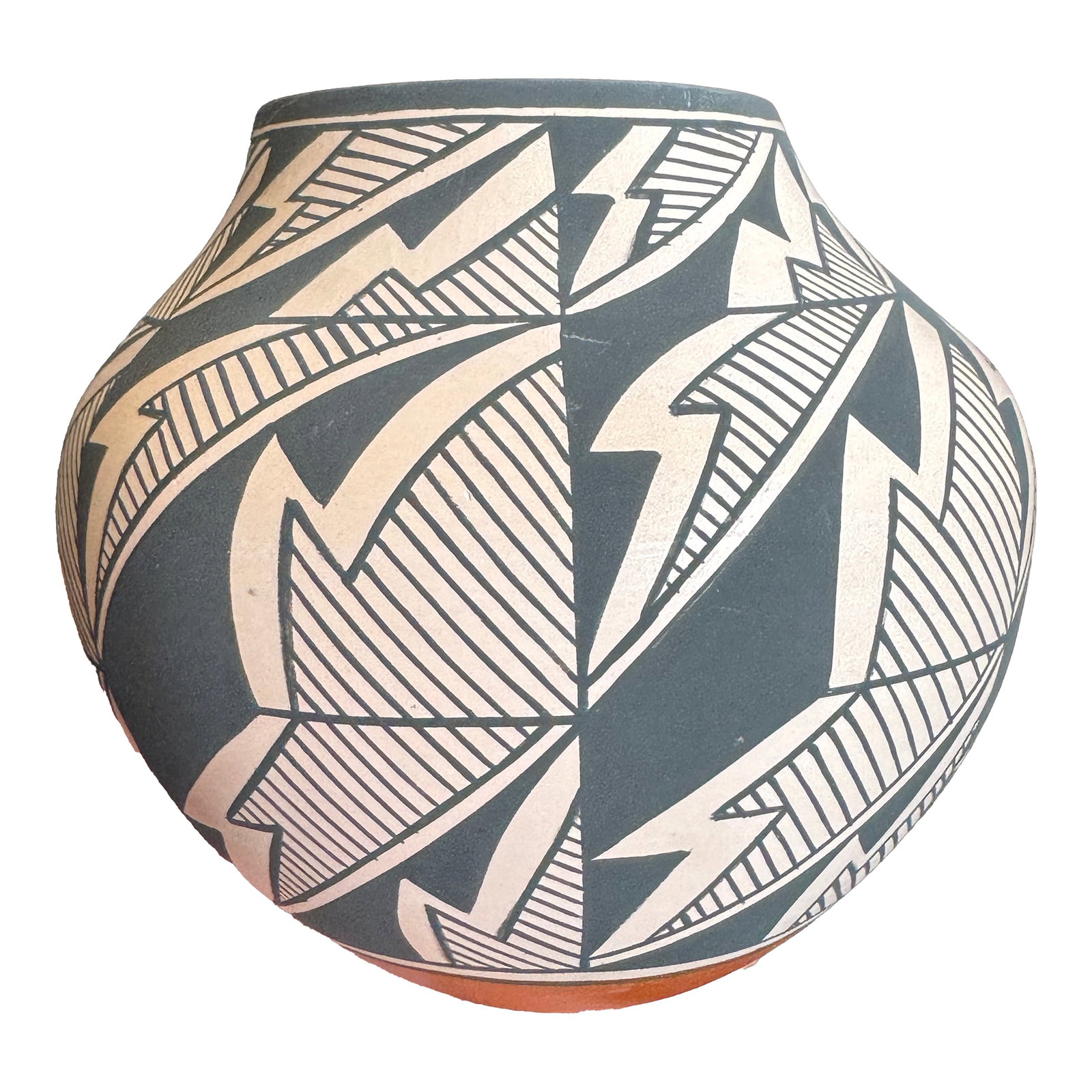 Acoma Pueblo Pottery Jar by J. Garcia - Bold Geometric Lightning Motif, Hand-Coiled, 6" (1 of 8)