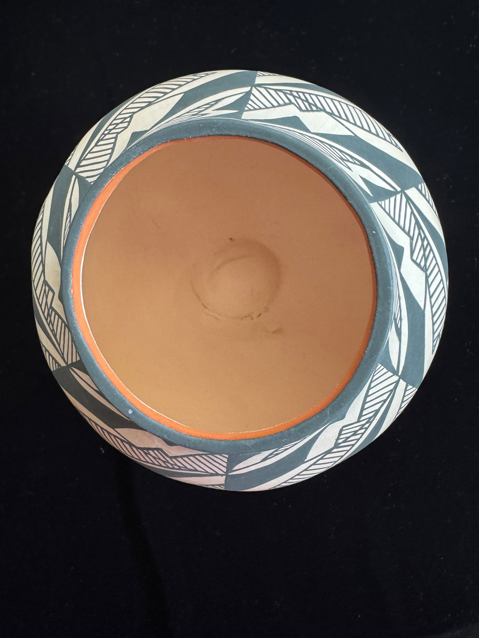 Acoma Pueblo Pottery Jar by J. Garcia - Bold Geometric Lightning Motif, Hand-Coiled, 6" - 2