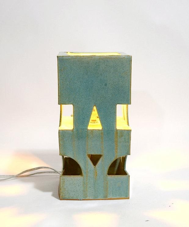 Contemporary Green Double-Bulbed Ceramic Table Lamp - 2