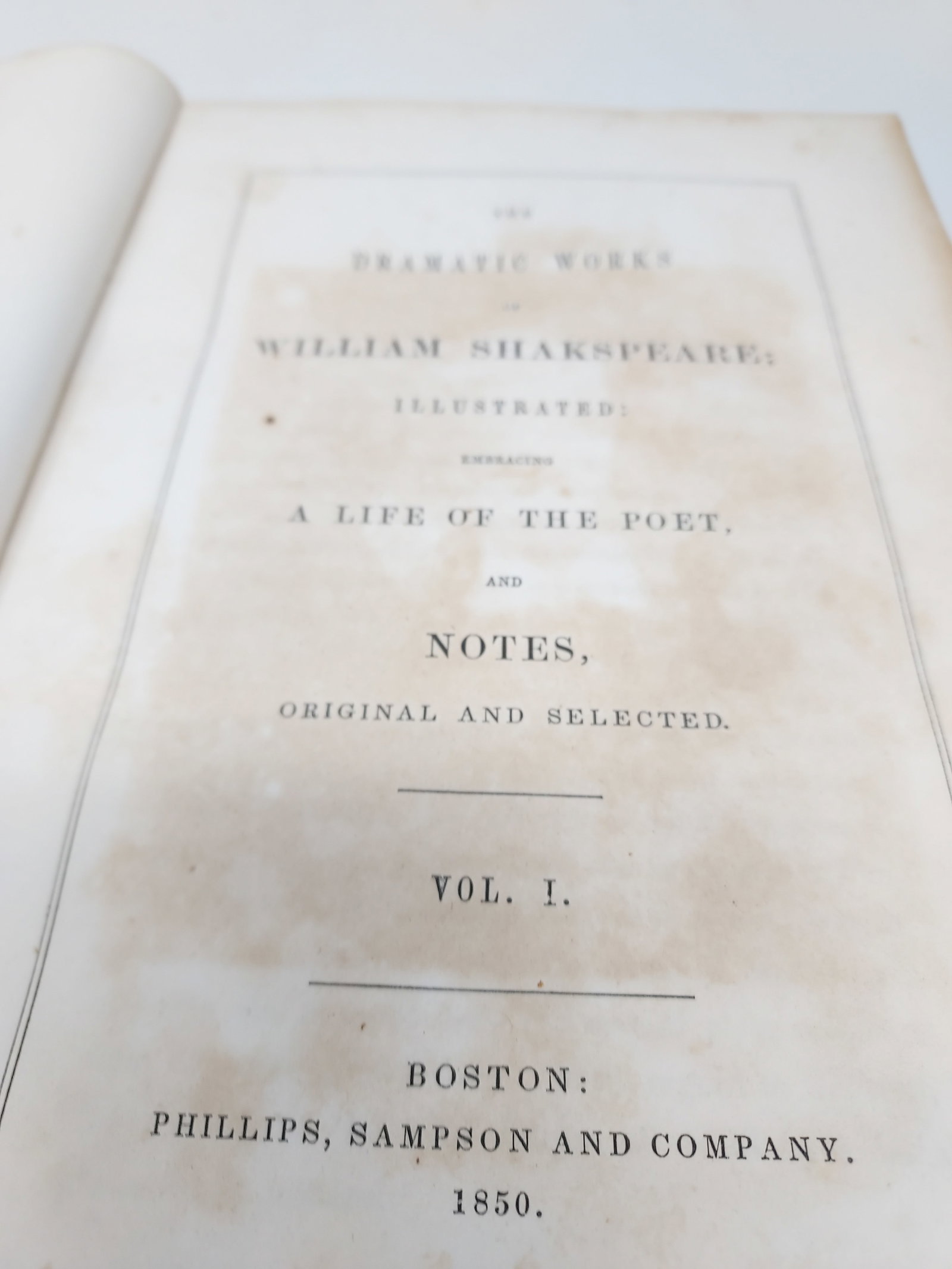 Shakespeare Complete Works Eight Volumes Published Boston Phillips Sampson & Co. 1850 - 7