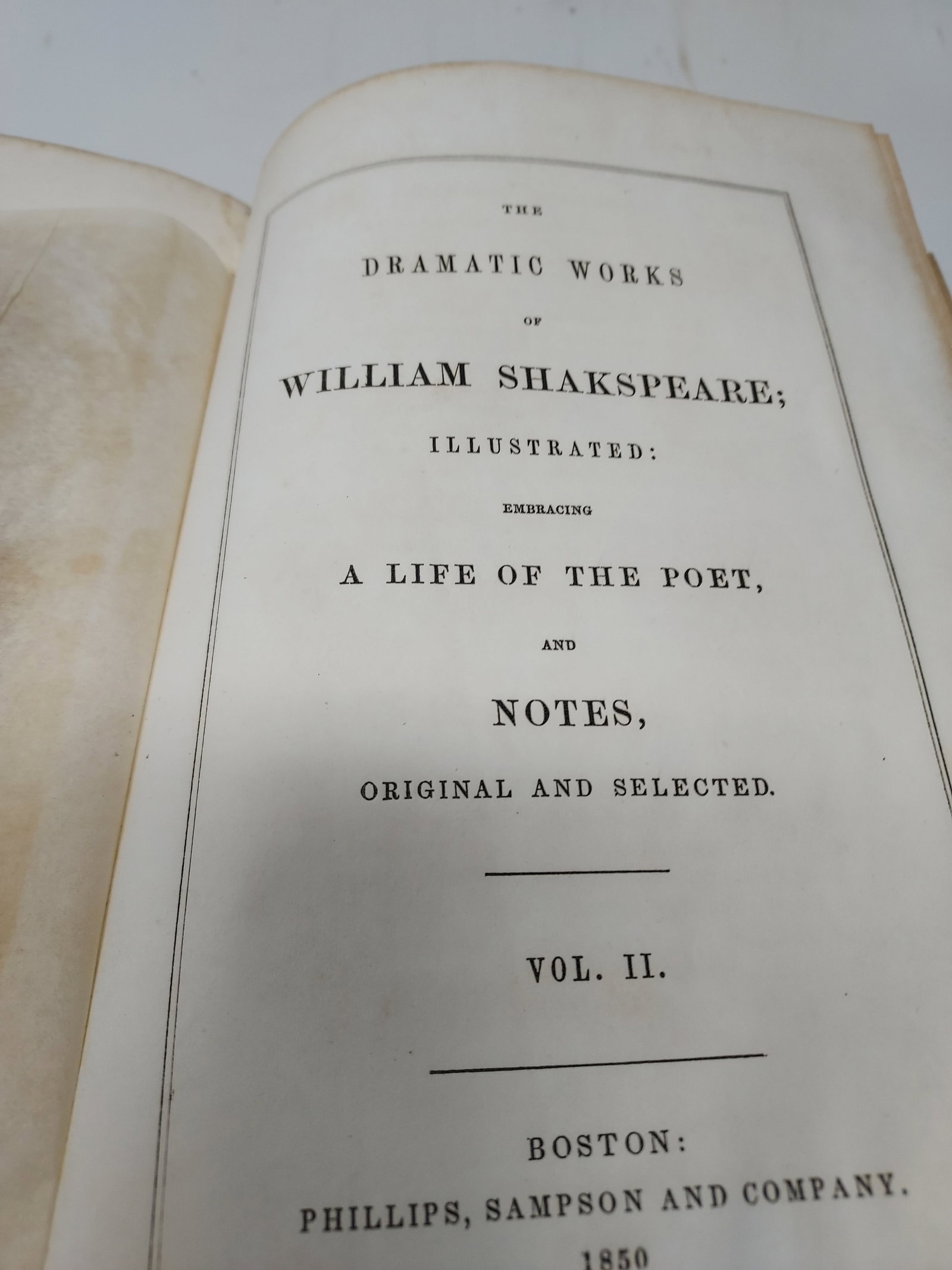 Shakespeare Complete Works Eight Volumes Published Boston Phillips Sampson & Co. 1850 - 8