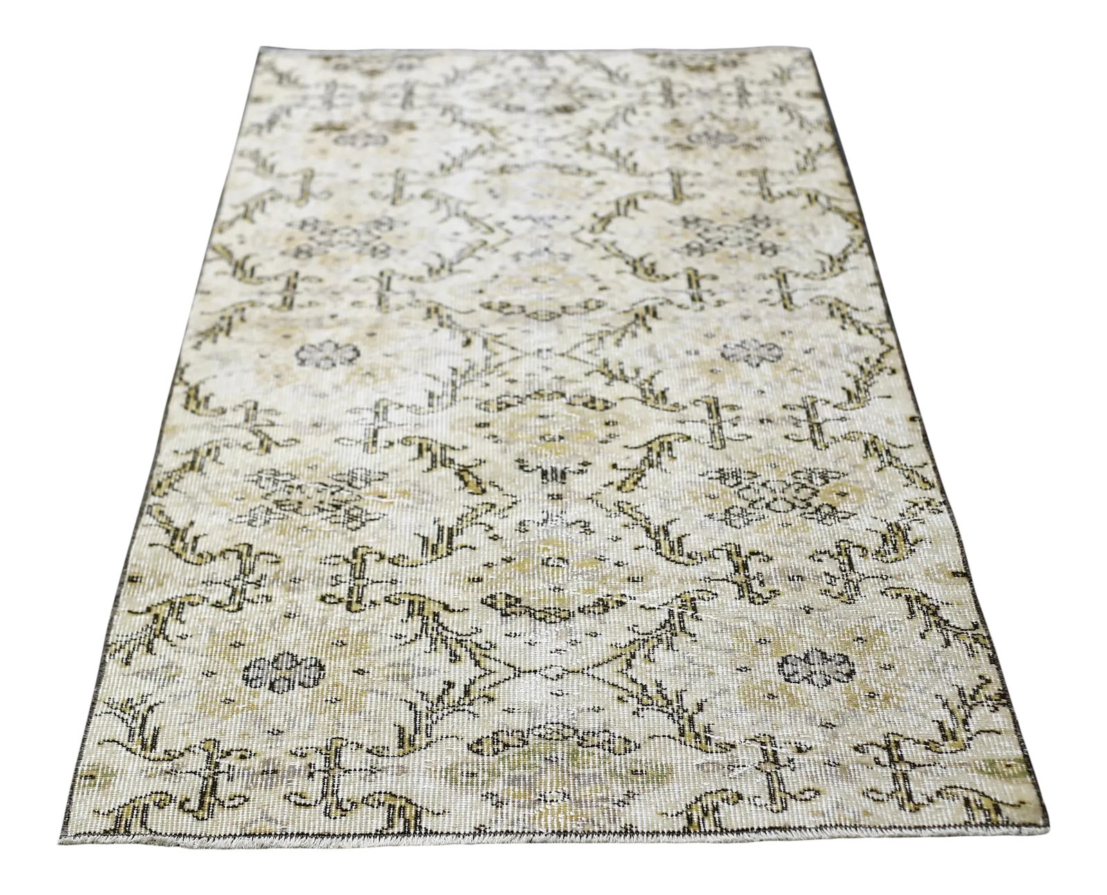 1960s Traditional Beige Hand Knotted Vintage Anatolian Runner Rug: 1950s Traditional Beige Hand Knotted Vintage Anatolian Area Rug Size: 3 x 6.6 ft - 91 x 199 cm - 35 x 78 inches Color: Organic Natural Dye ( Beige,Brown,Green,Light Gray) Material: 100% Hand Spun Orga