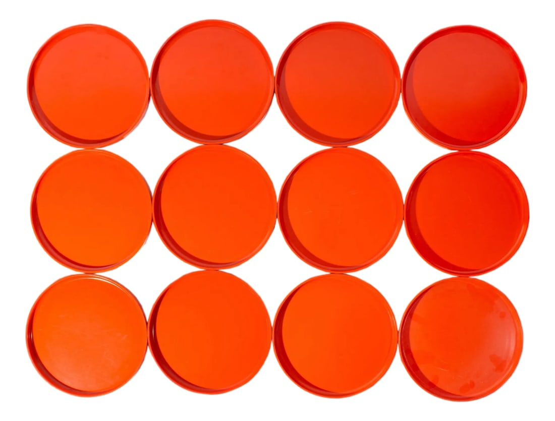 Orange Melamine Stackable Salad Plates, Set of 12 by Massimo Vignelli for Heller (1 of 6)