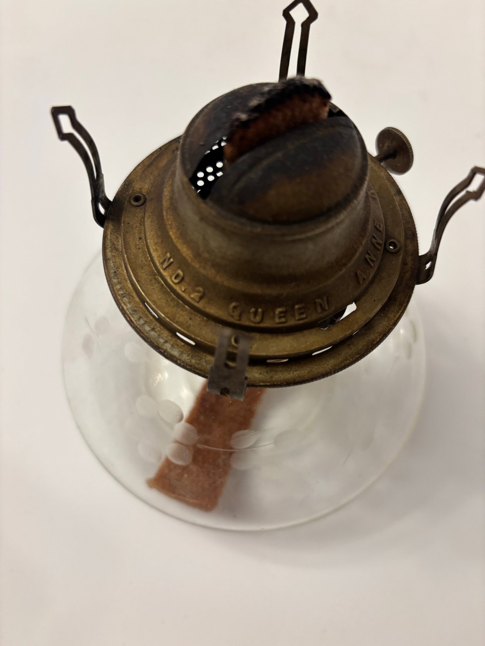 Antique Etched Floral Oil Lamp - 5