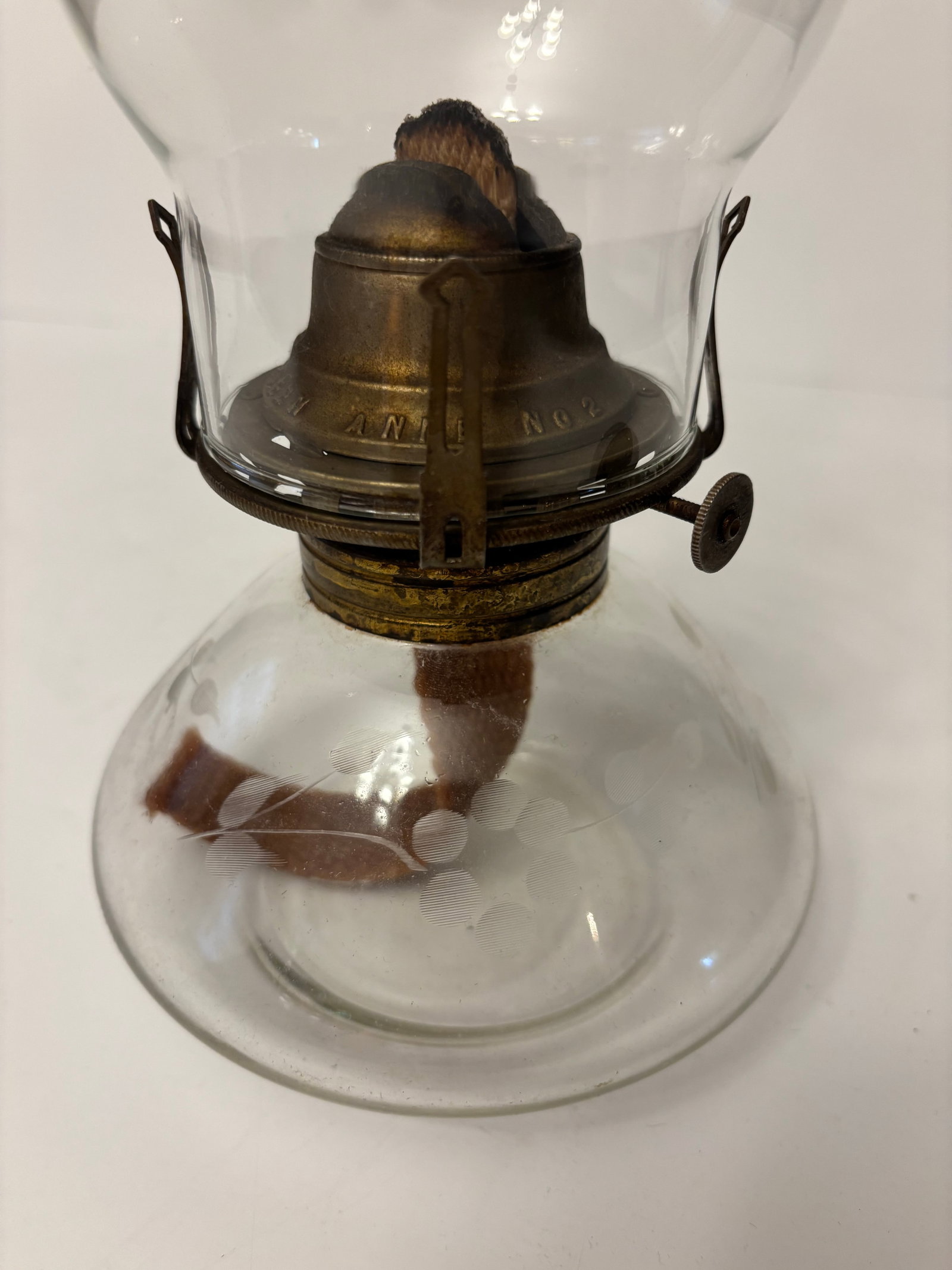 Antique Etched Floral Oil Lamp - 7