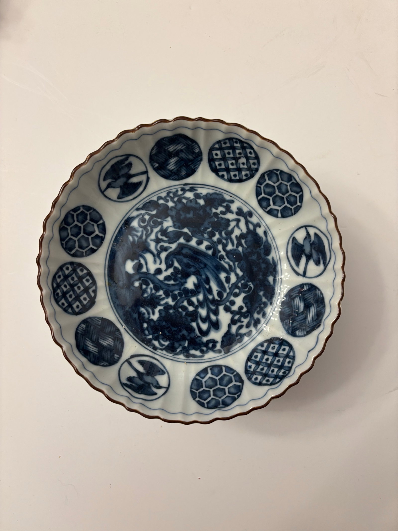 Early 19th Century Set of Four Ching Te Chen Style Blue and White Phoenix Salad Plates - 3