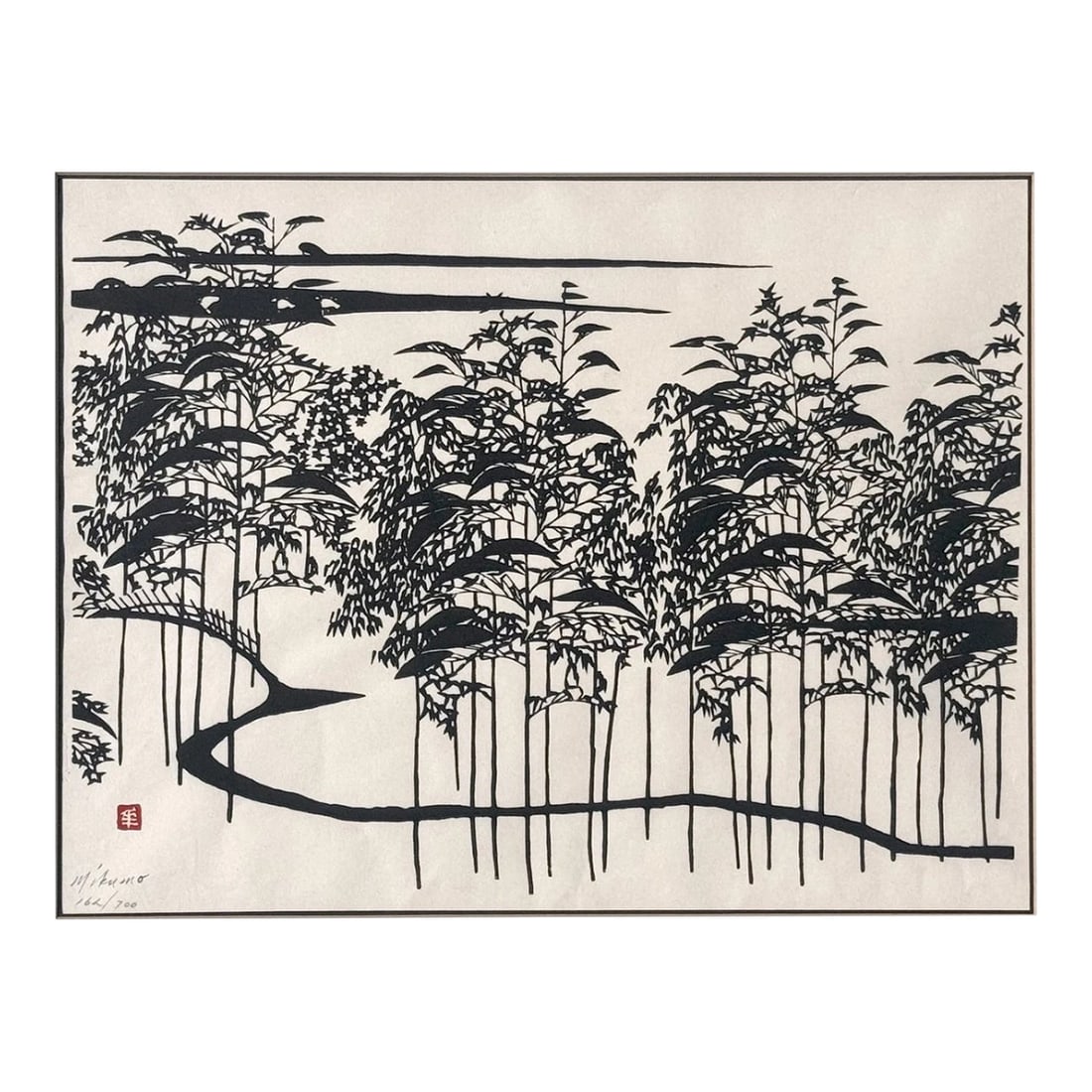 Inagaki 1964 Woodblock Print - Path in a Grove - Japanese Modernist Woodblock Print - 2
