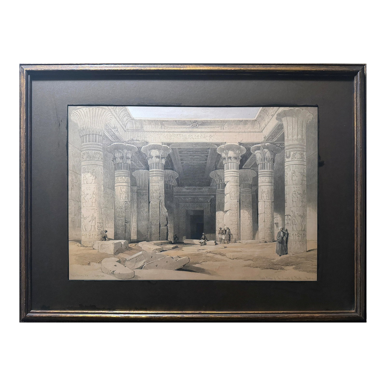 David Roberts Hand-Colored Egypt Lithograph - Grand Portico of the Temple of Philae, Nubia - 19th Ce: Original hand-tinted folio lithograph from Egypt & Nubia From Drawings Made on the Spot by David Roberts, R.A., with lithography by Louis Haghe and publication by F. G. Moon, London, 1849. Other
