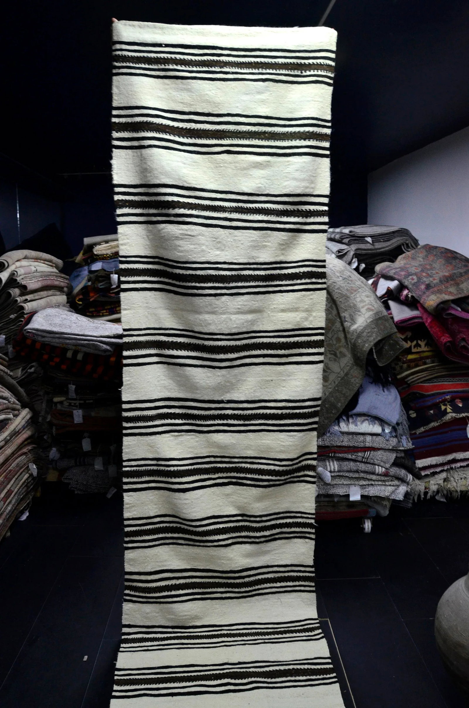 Vintage Long Turkish Handwoven Kilim Runner Rug - 3