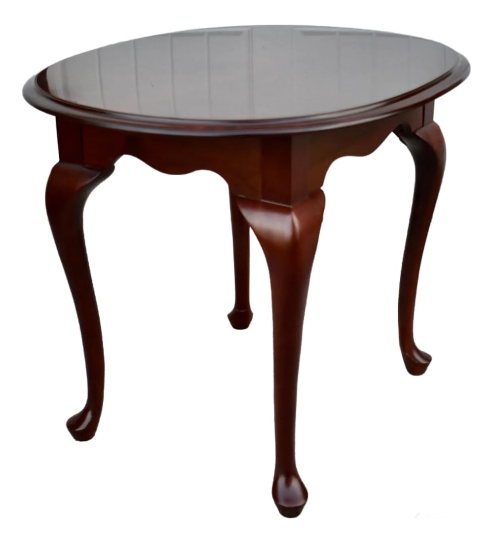 Ethan Allen Cherry Table Queen Anne Style Oval Accent End Side 1990s (1 of 11)