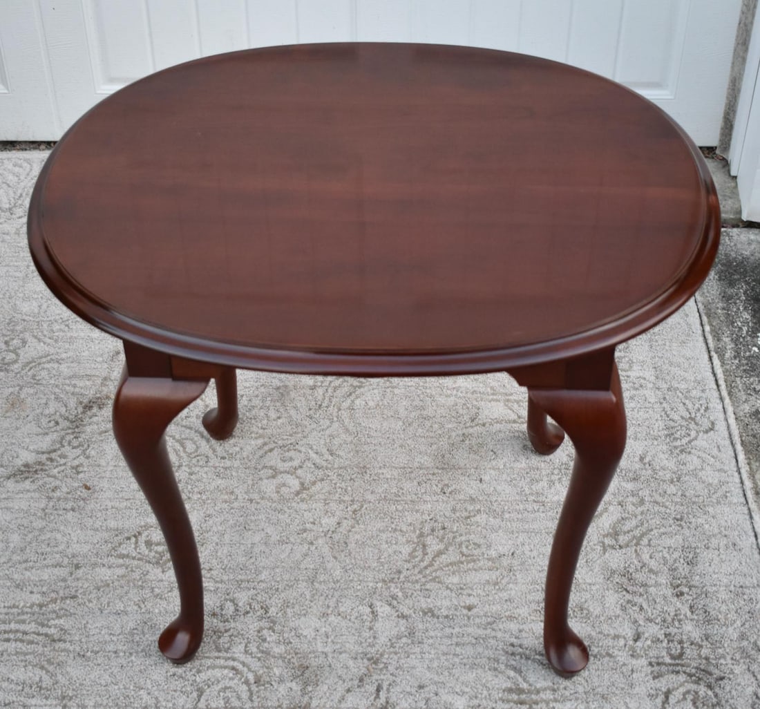 Ethan Allen Cherry Table Queen Anne Style Oval Accent End Side 1990s - 7