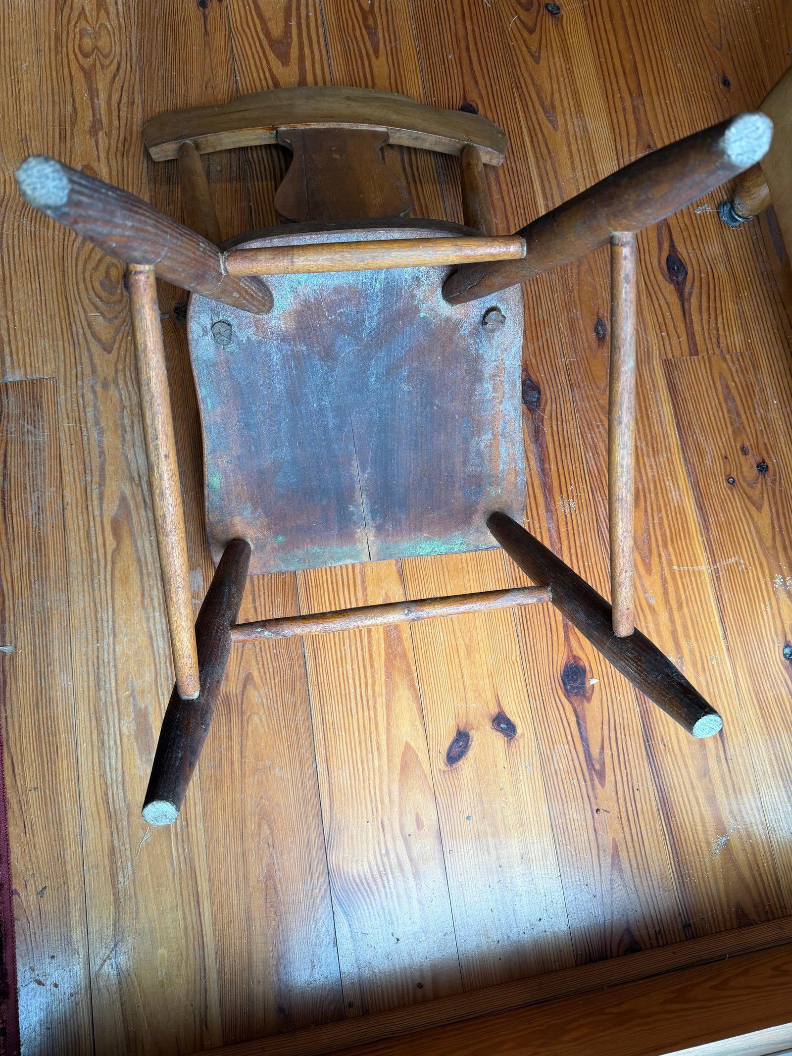 Pair of Antique Primitive Farmhouse Chairs - Country Wooden Side Chair With Original Patina, Circa 1 - 8