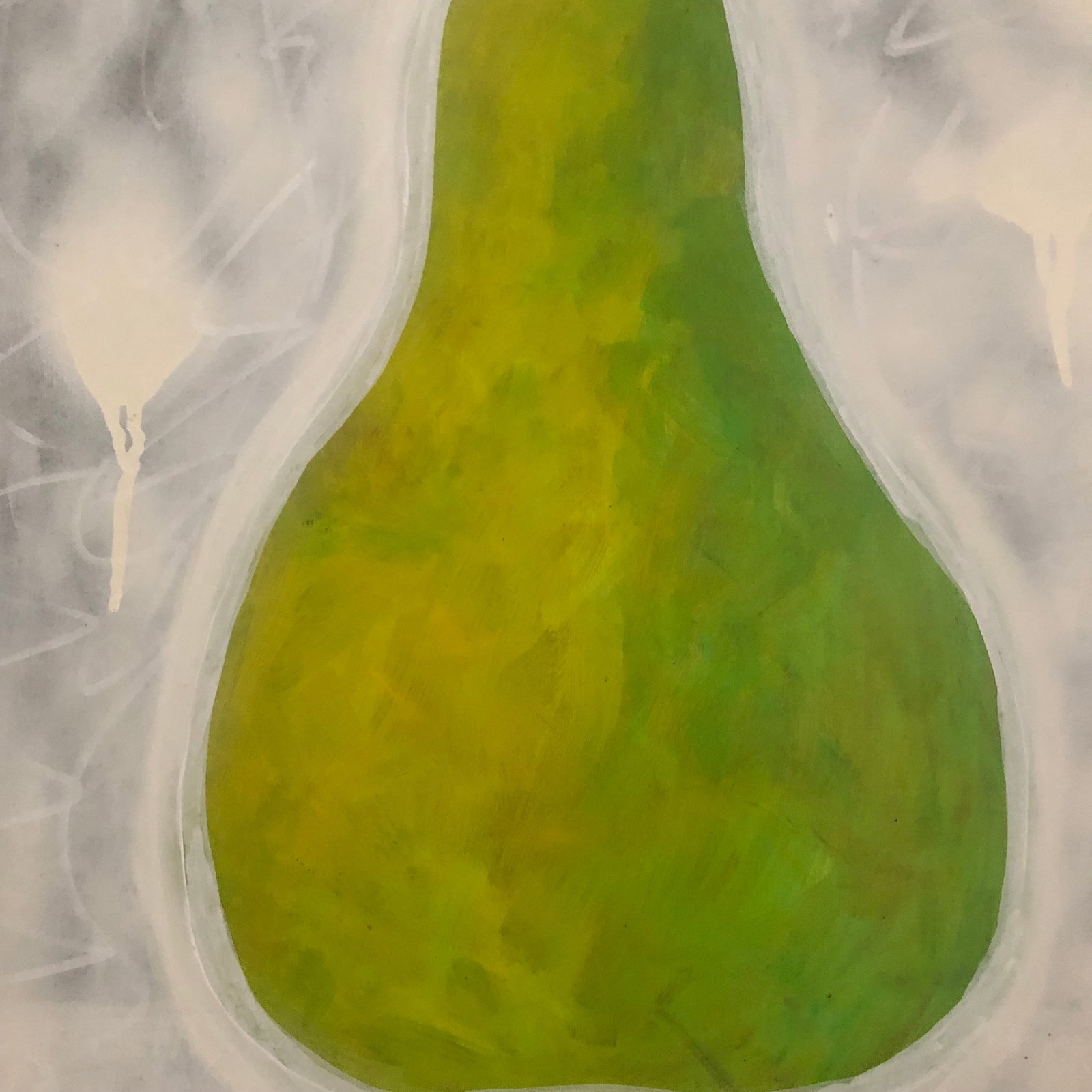 Contemporary Painting on Canvas by CL Auker, Large Green Pear - 3