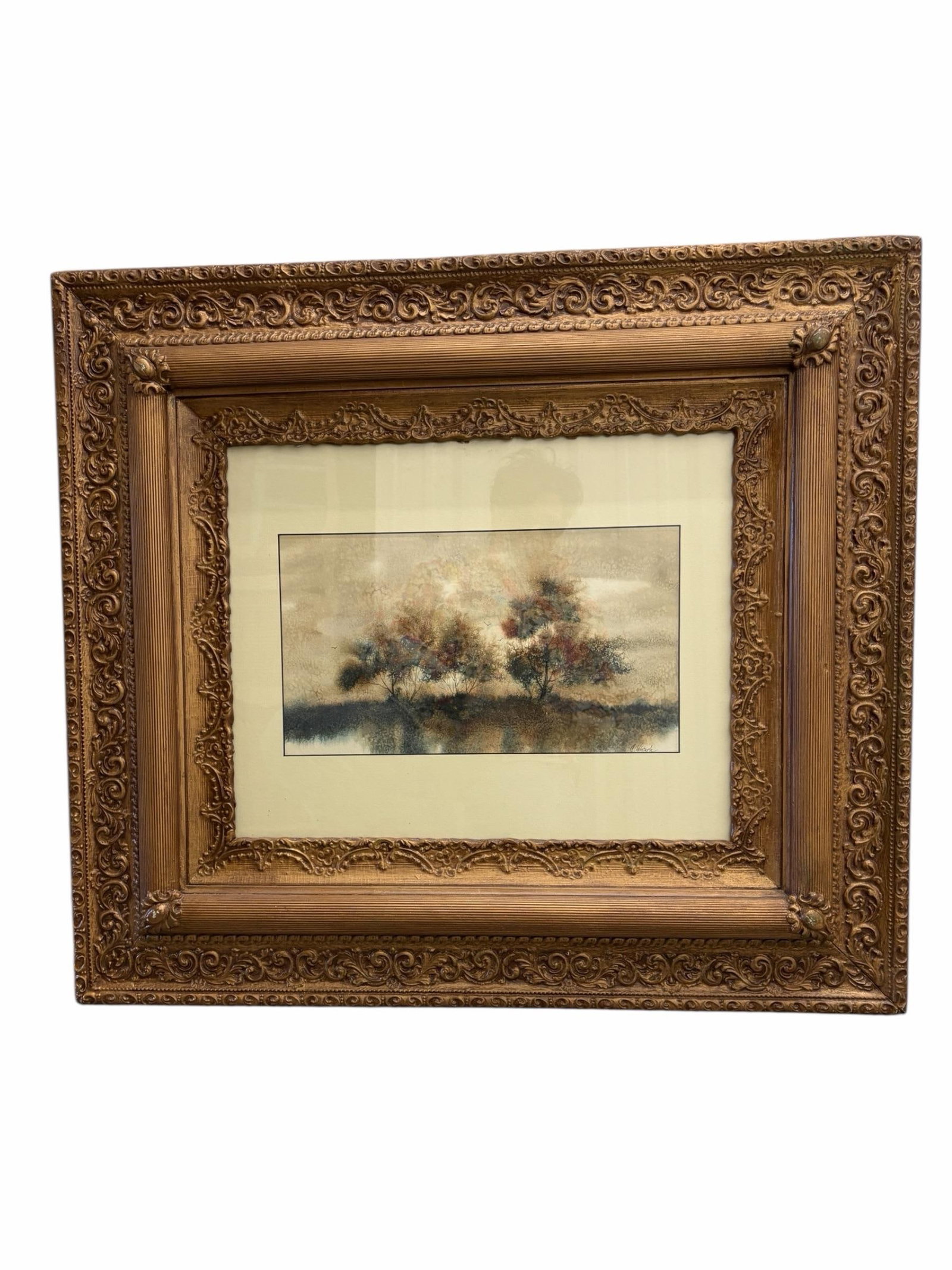 Antique Mid-Century Modern Framed Watercolor Paintings by C. Winterle - a Pair - 2