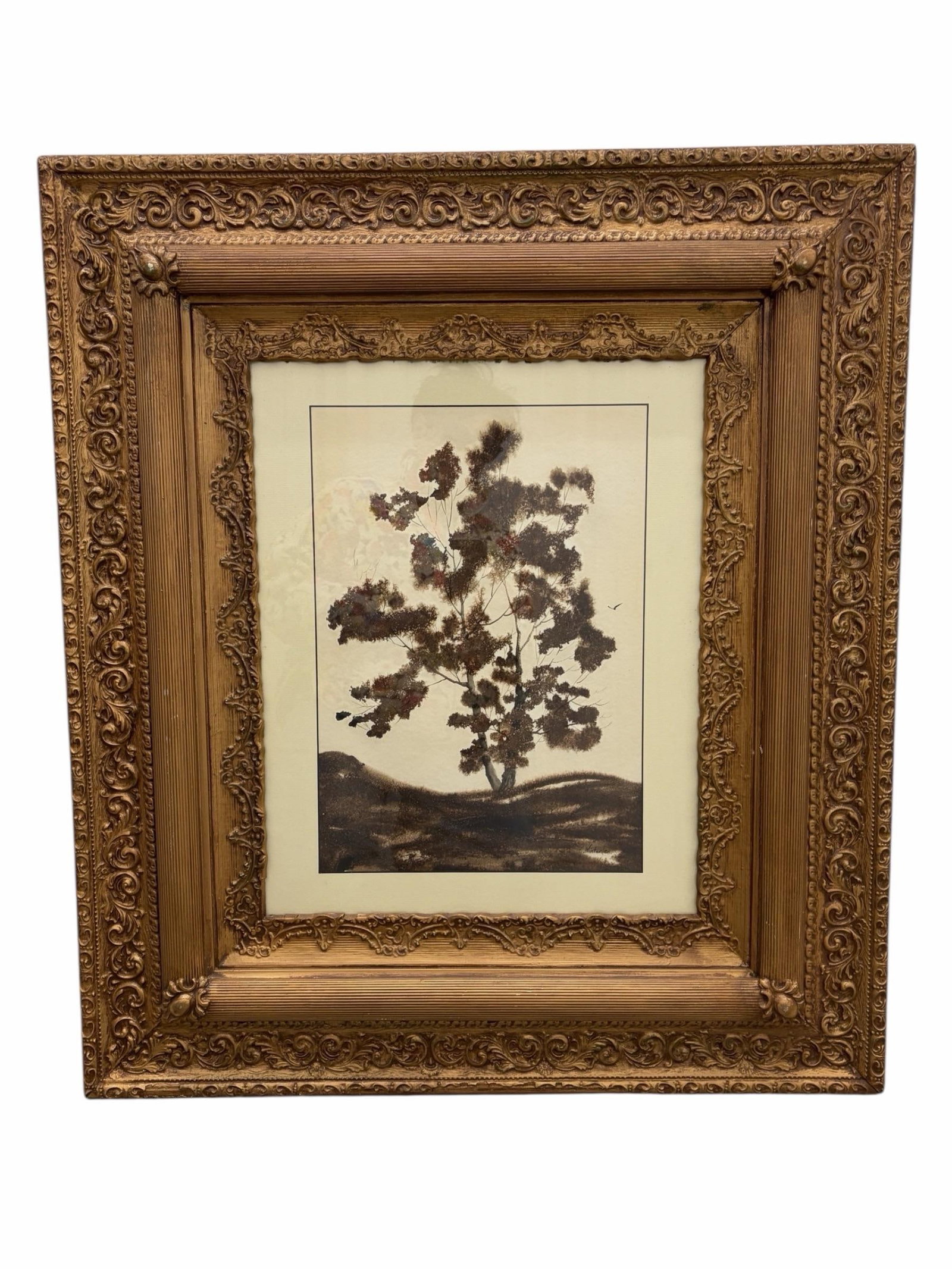 Antique Mid-Century Modern Framed Watercolor Paintings by C. Winterle - a Pair - 3