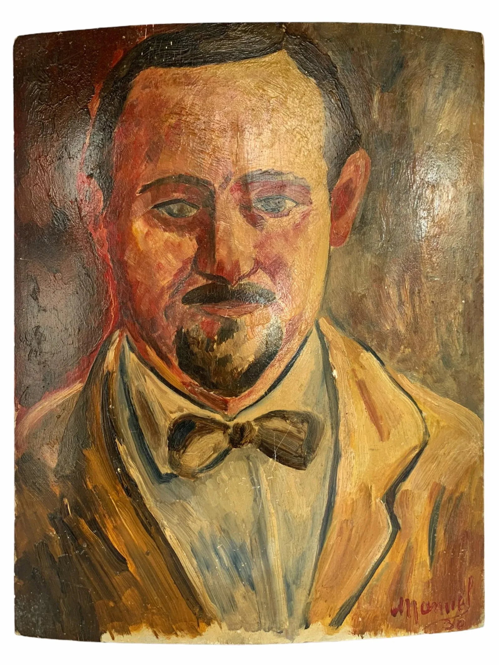 1930s Oil on Board Self Portrait Painting by Manuel Boccini - 10