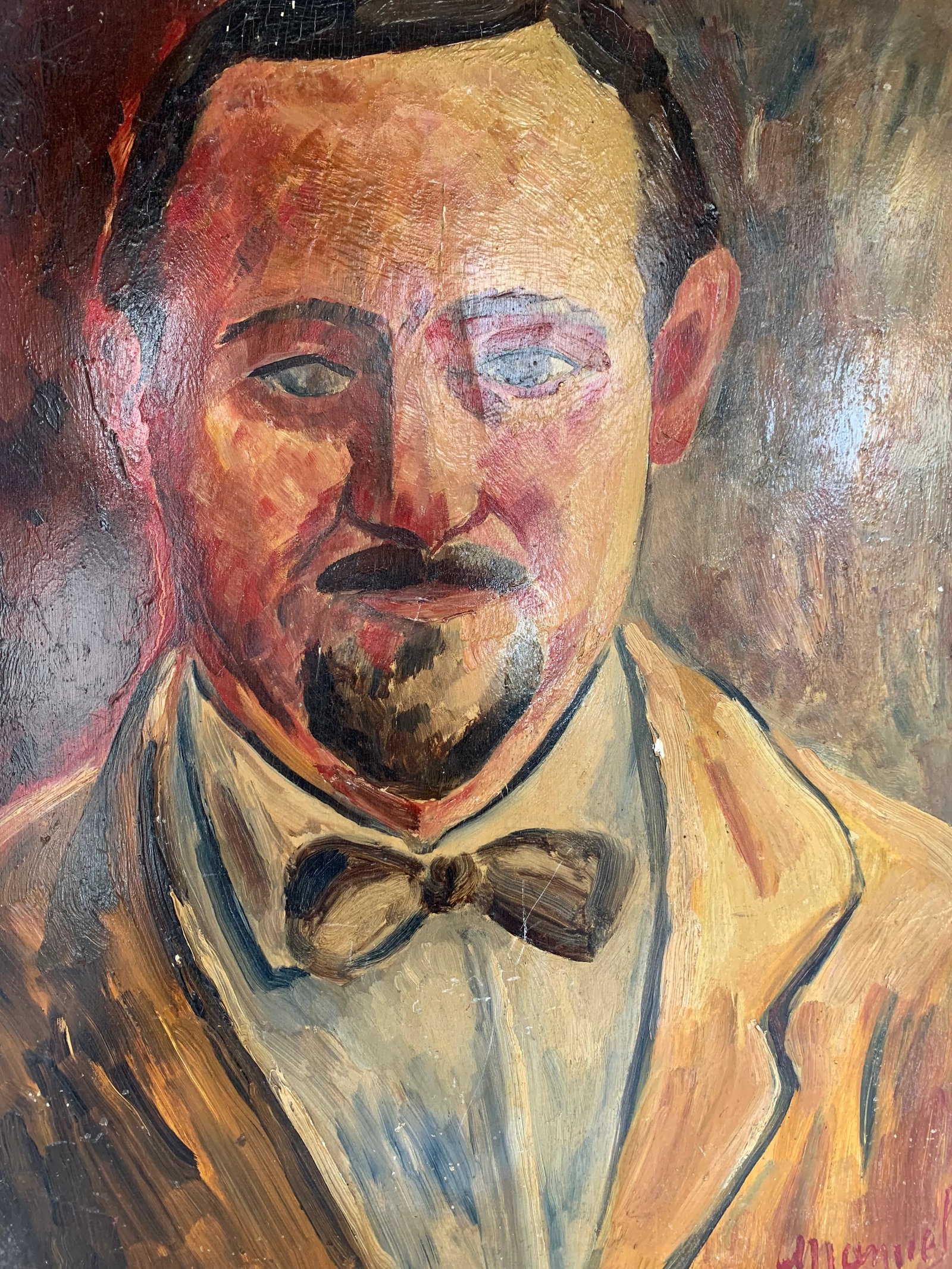 1930s Oil on Board Self Portrait Painting by Manuel Boccini - 2