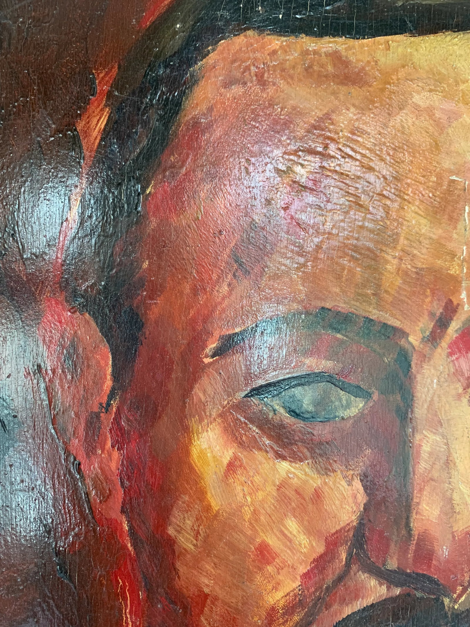 1930s Oil on Board Self Portrait Painting by Manuel Boccini - 5