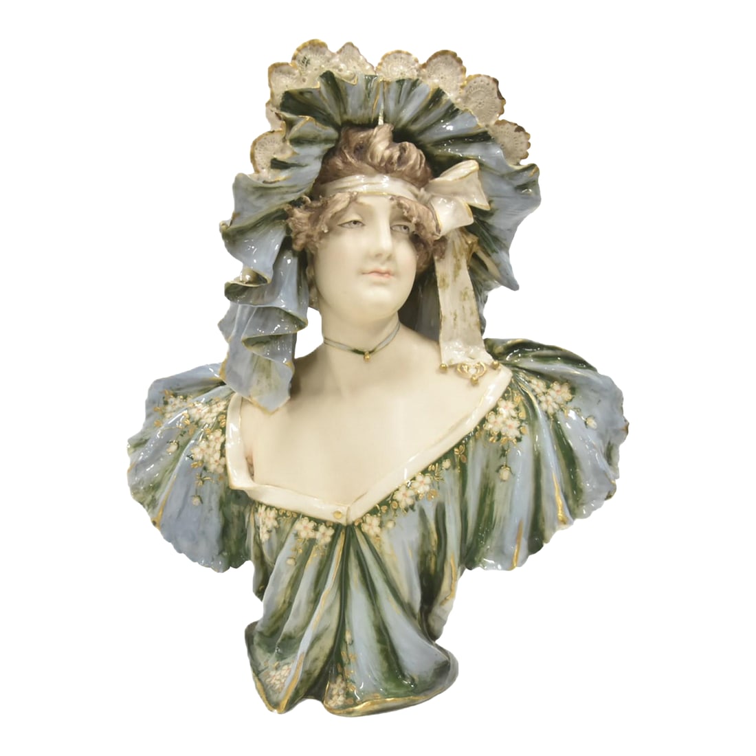 Early 20th Century Glazed Turn Tepltiz Amphora Bust of Woman (1 of 14)