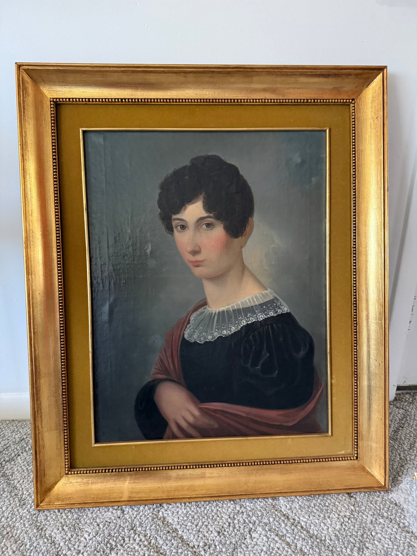 19th Century Granduer Antique Portrait Oil Paint on Canvas Classic Lady - 2