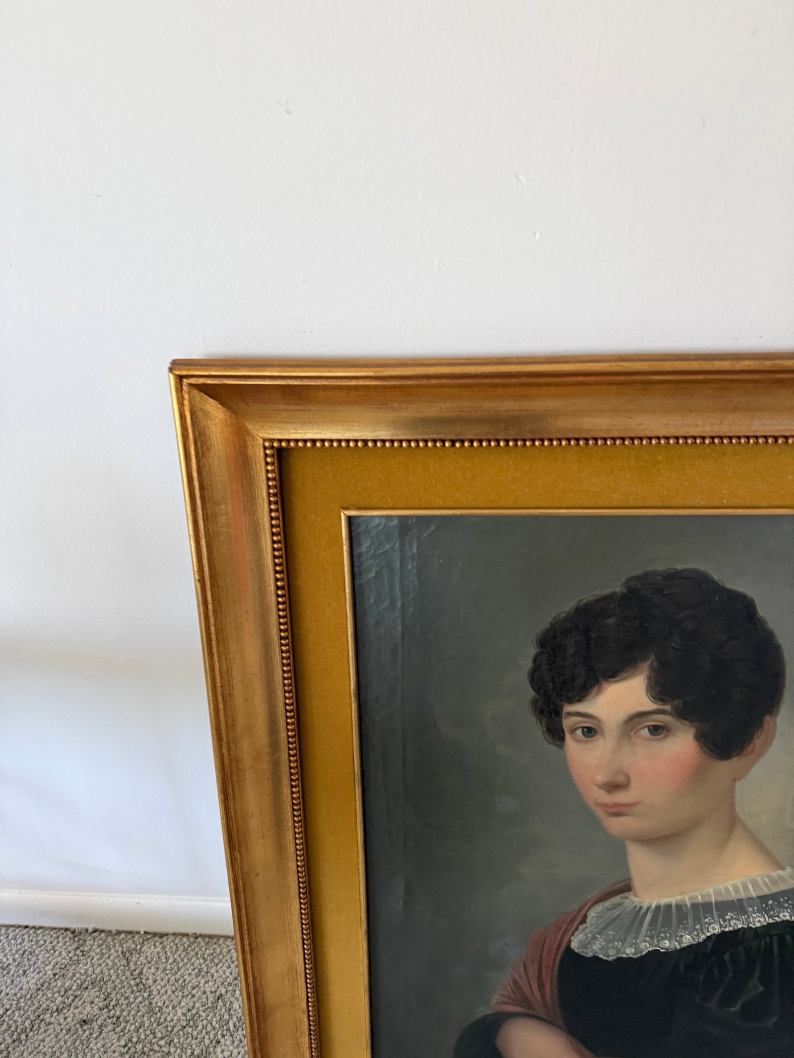 19th Century Granduer Antique Portrait Oil Paint on Canvas Classic Lady - 6
