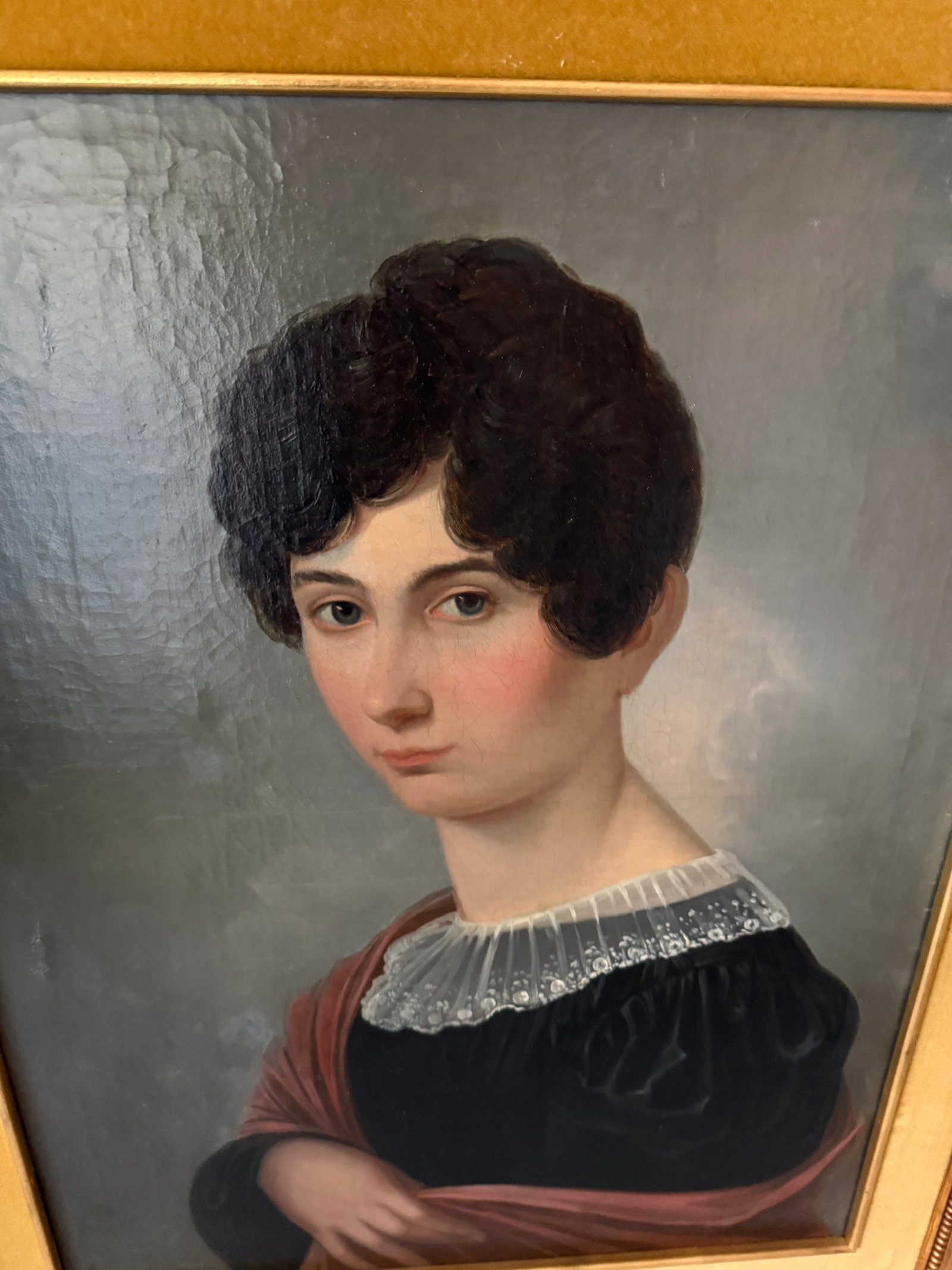 19th Century Granduer Antique Portrait Oil Paint on Canvas Classic Lady - 8