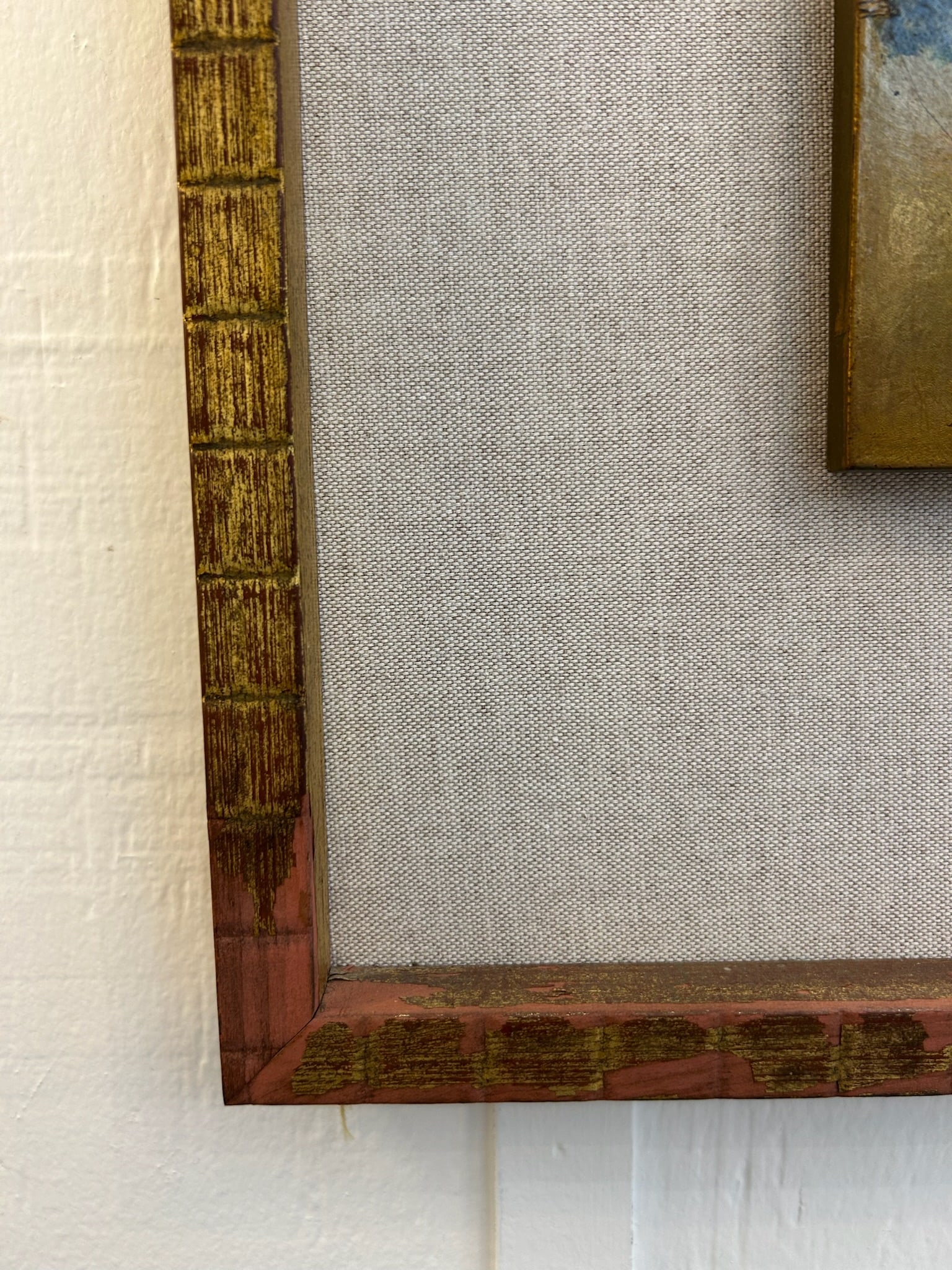 Pair of Vintage Original Oil on Board With New Linen Float Mat and Original Wood and Gold Leaf Frame - 5