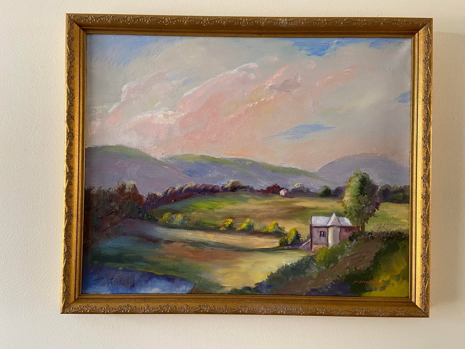 The Barn in the Field Original Landscape Oil Painting by Marina Movshina - 5