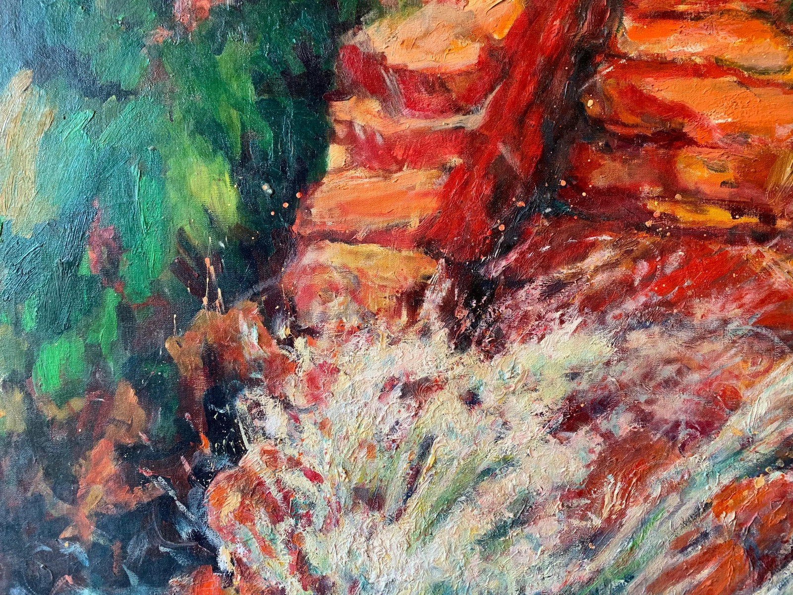 1970s Abstract Mountain Landscape Painting, Framed - 3