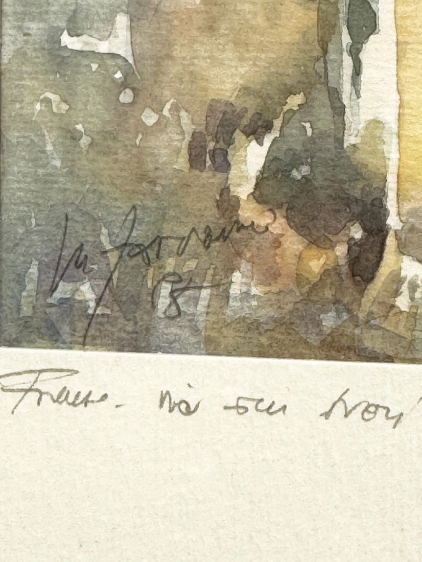 Small Signed Watercolor of via Dei Neri, Florence, Italy - 3