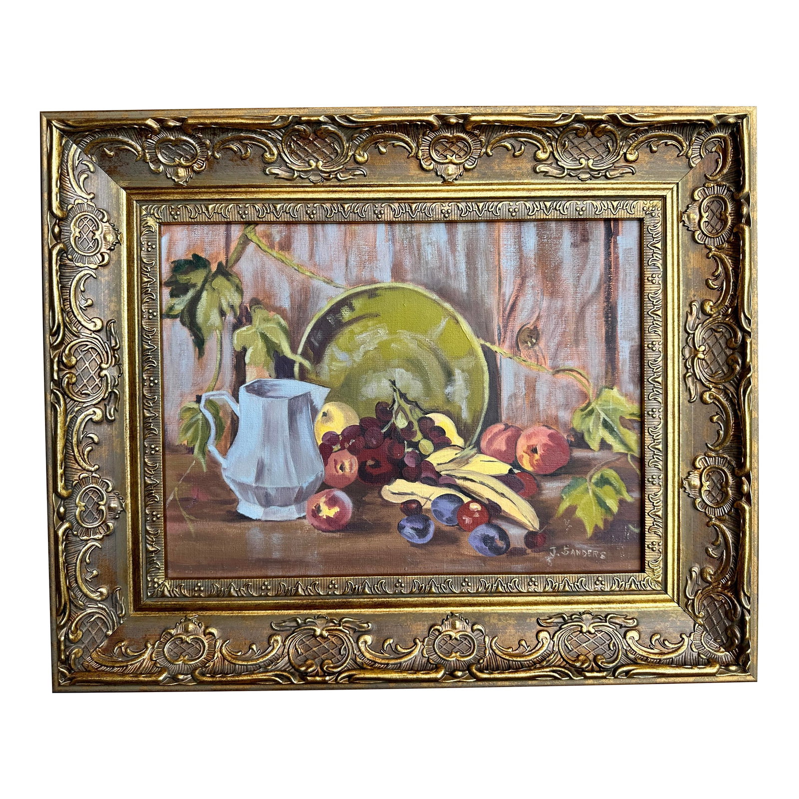 Vintage Signed Still Life Painting With Fruit in Ornate Gilt Frame (1 of 6)