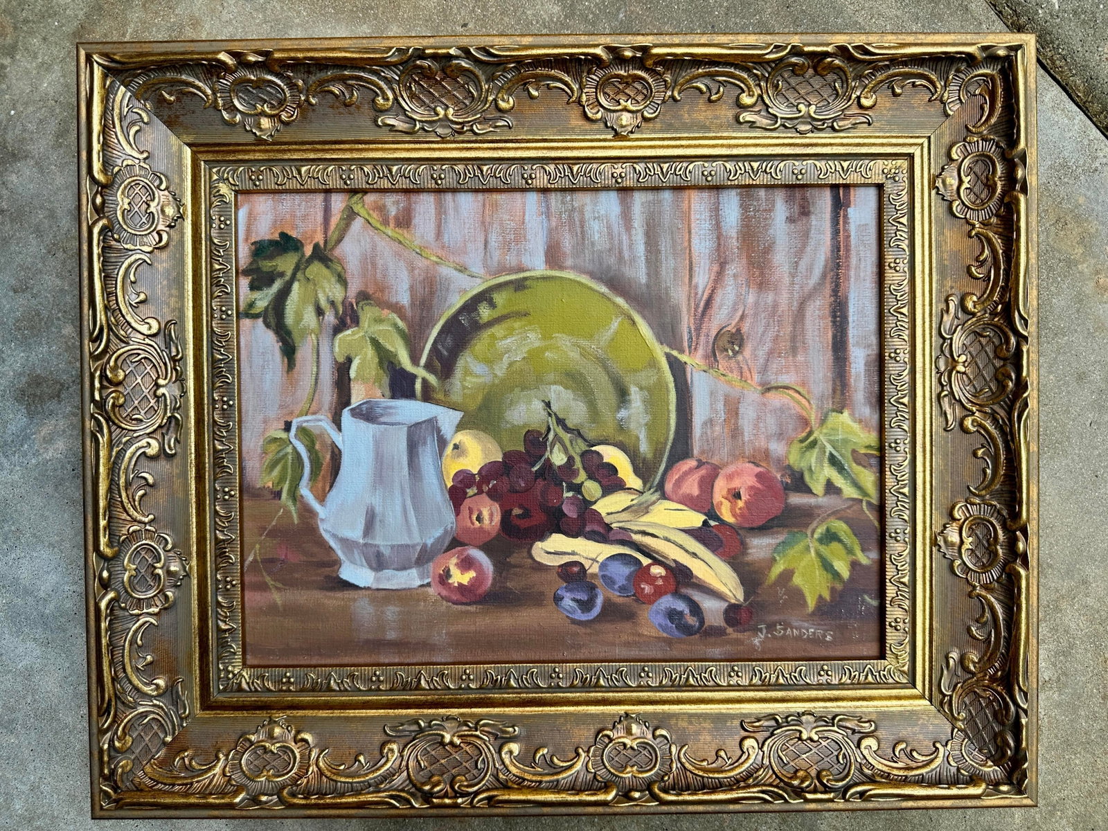 Vintage Signed Still Life Painting With Fruit in Ornate Gilt Frame - 4