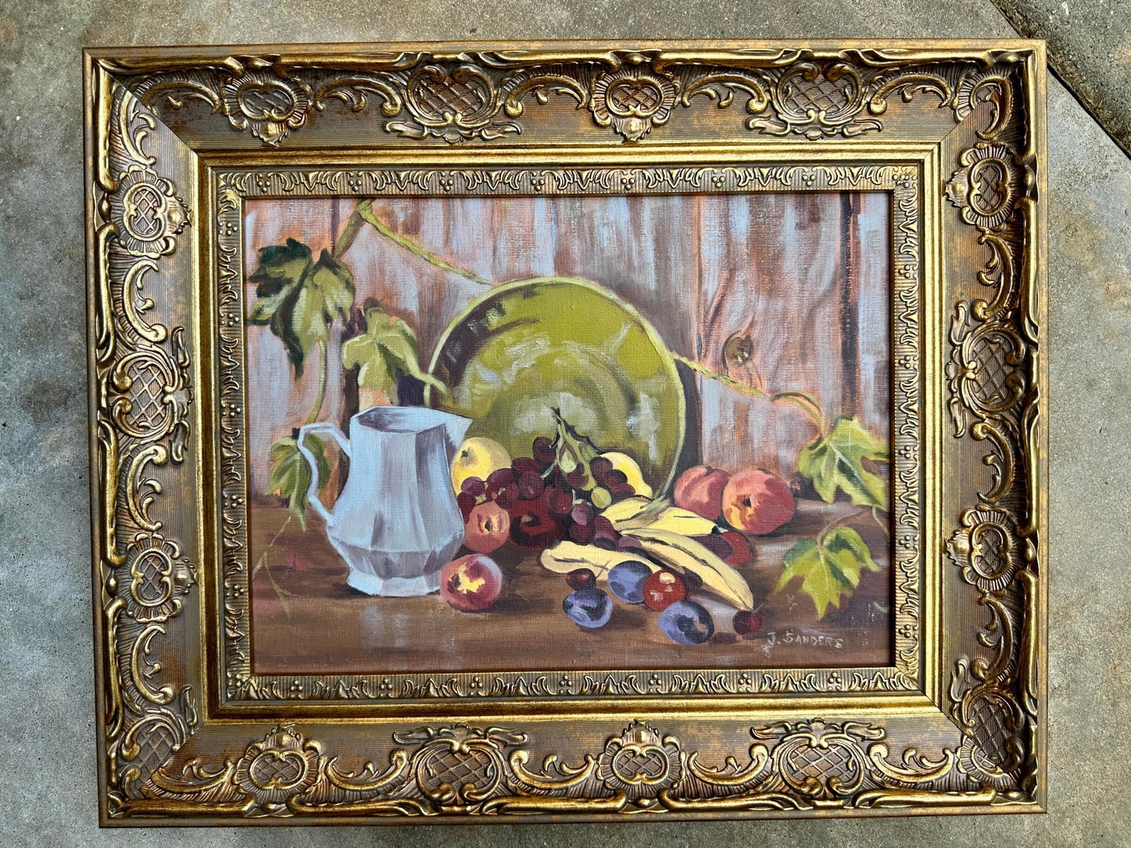 Vintage Signed Still Life Painting With Fruit in Ornate Gilt Frame - 6