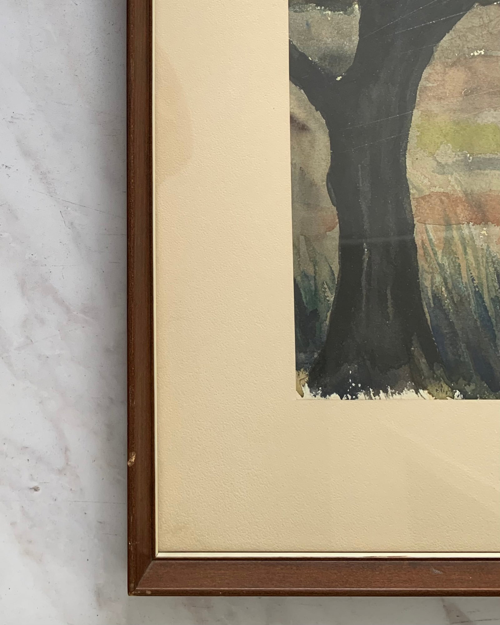 1960s Fernand Auger Watercolor of Farmer + Horse in a Storm - 7