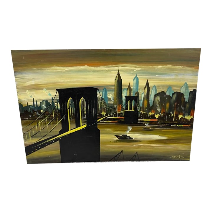 Edgar a Starek Painting Oil on Board Signed 1976 New York City: Edgar A Starek painting Oil On Board signed 1976 New York City 36x24 Excellent condition signed and dated No frame 36x24 The product is an original oil painting by artist Edgar A Starek, created in
