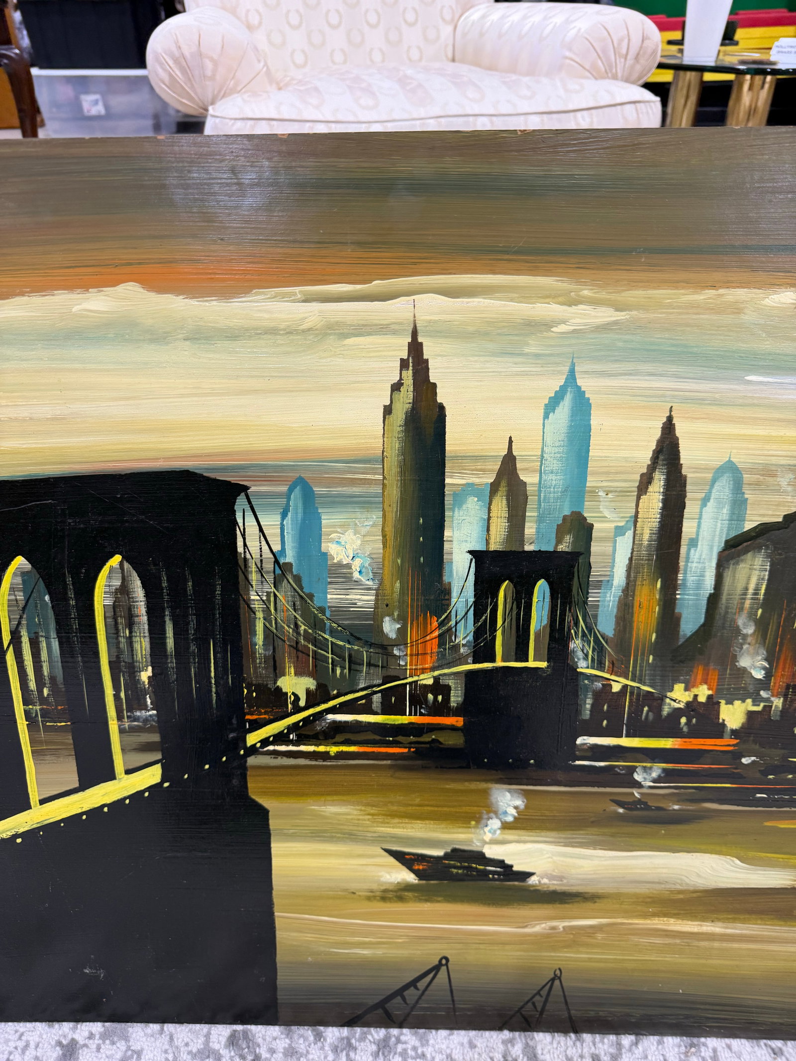 Edgar a Starek Painting Oil on Board Signed 1976 New York City - 6