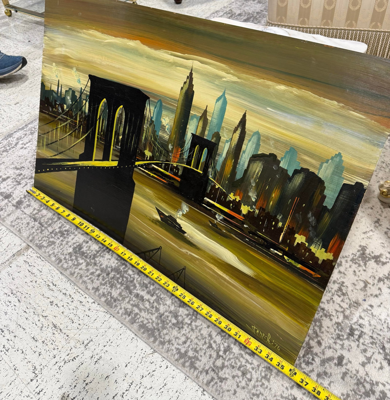 Edgar a Starek Painting Oil on Board Signed 1976 New York City - 9