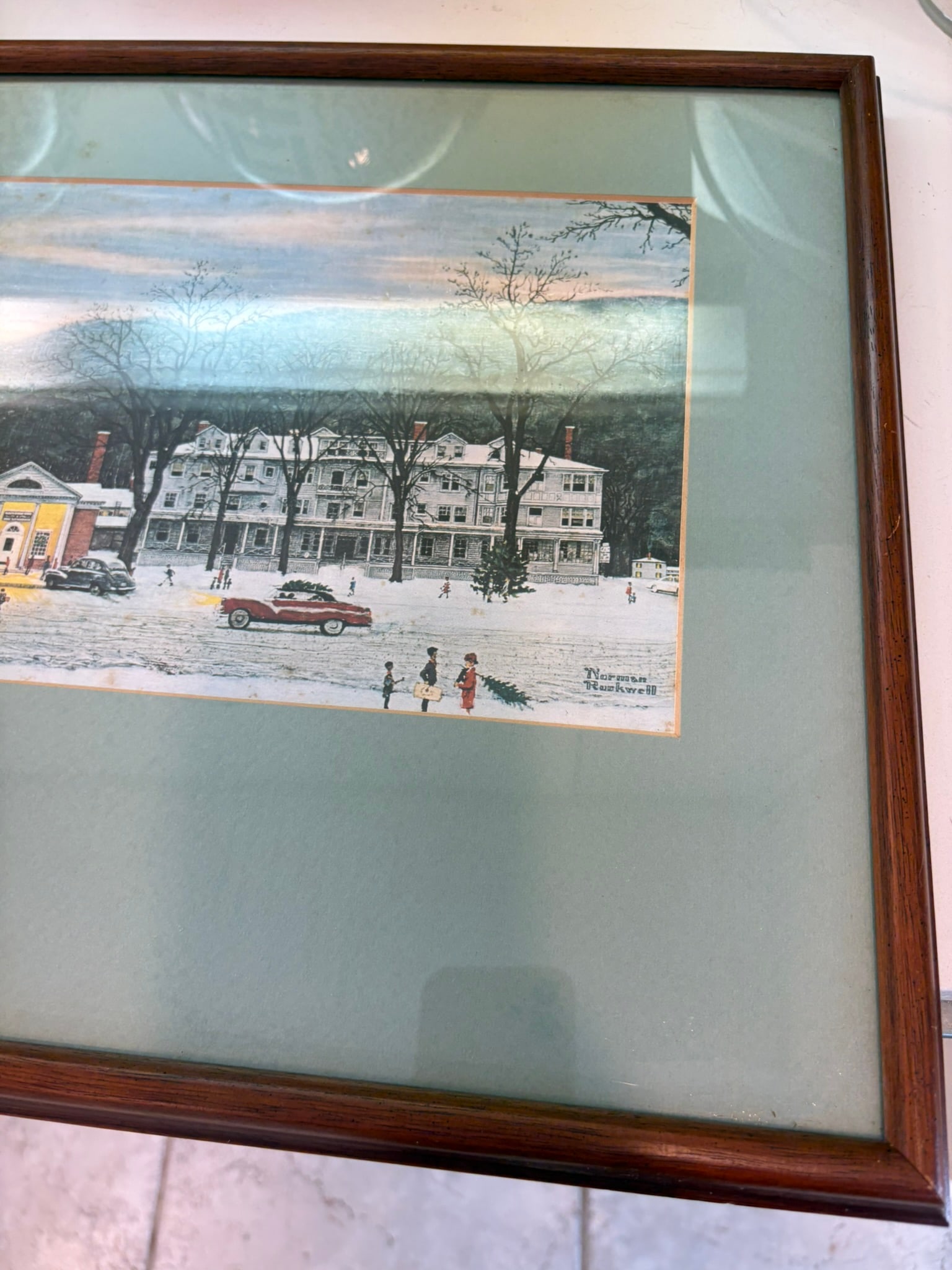 Vintage Norman Rockwell Stockbridge Main Street at Christmas Framed Offset Lithograph Print Reproduc - 10