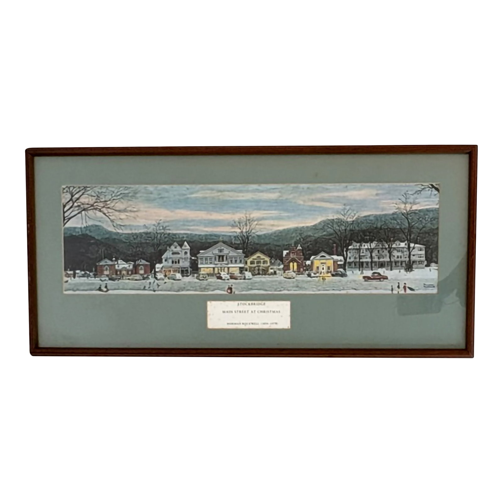 Vintage Norman Rockwell Stockbridge Main Street at Christmas Framed Offset Lithograph Print Reproduc (1 of 13)